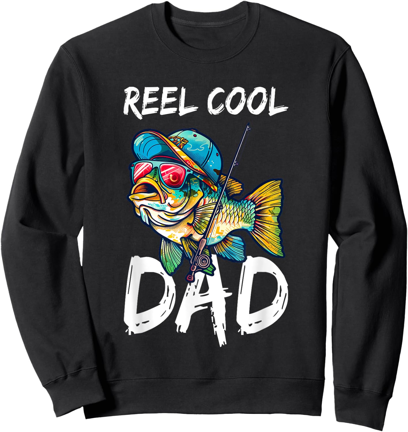 Reel Cool Dad Shirt Men Fisherman Fathers Day Sweatshirt - Sweatshirt | Black