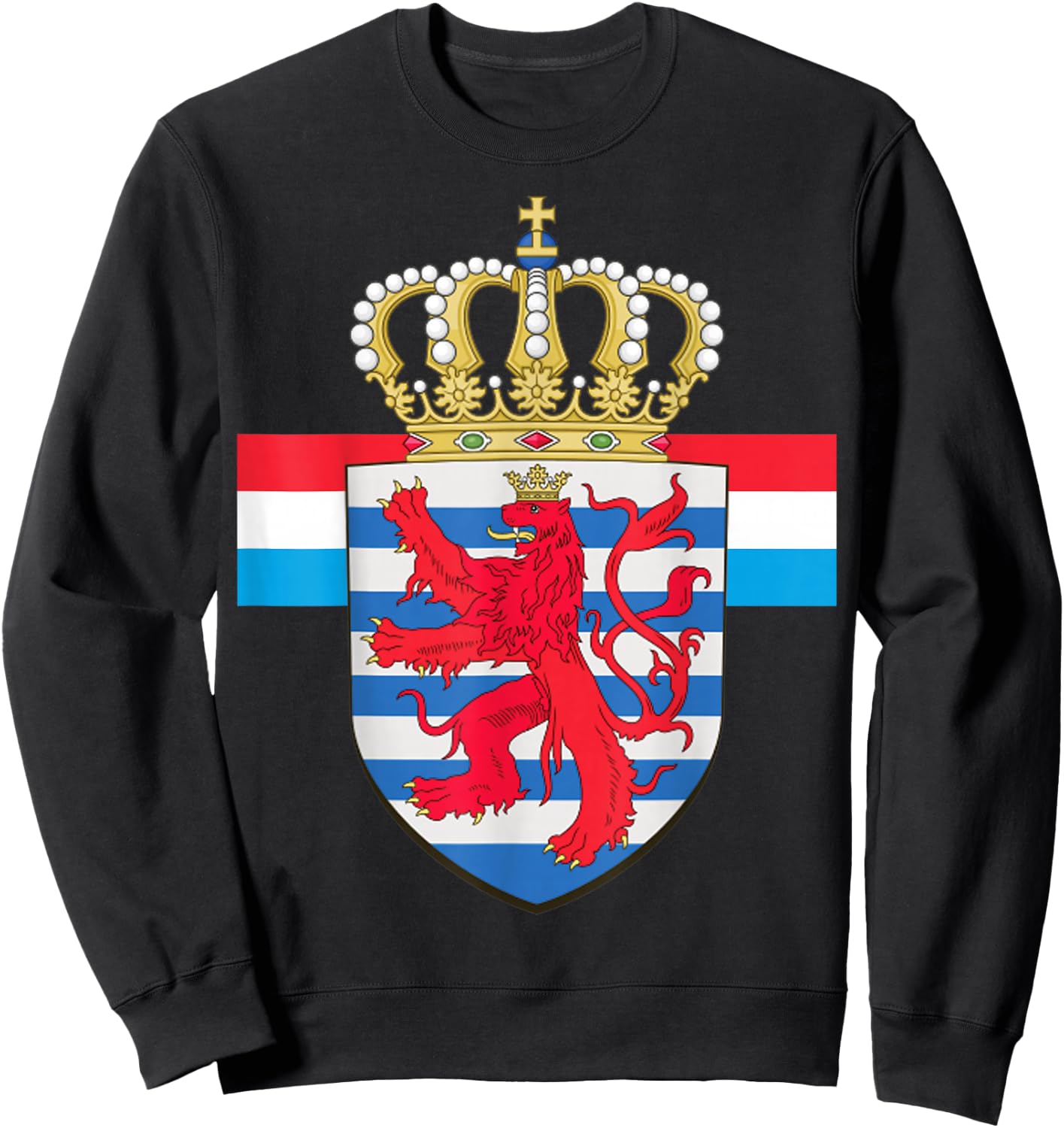 Luxembourg National Lion Emblem and Flag Sweatshirt - Sweatshirt | Black