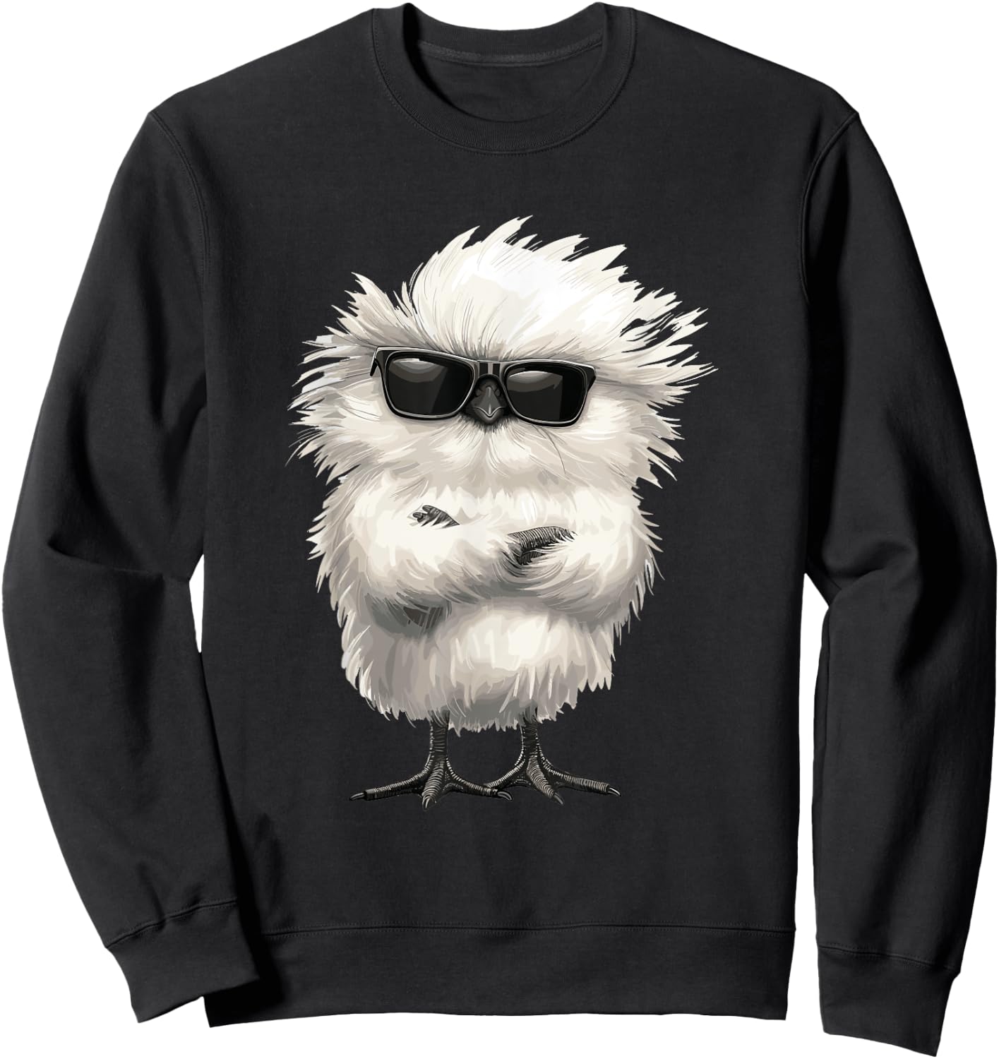 Silky Chicken Stuffed Animal Sunglasses Silkie Chicken Sweatshirt - Sweatshirt | Black