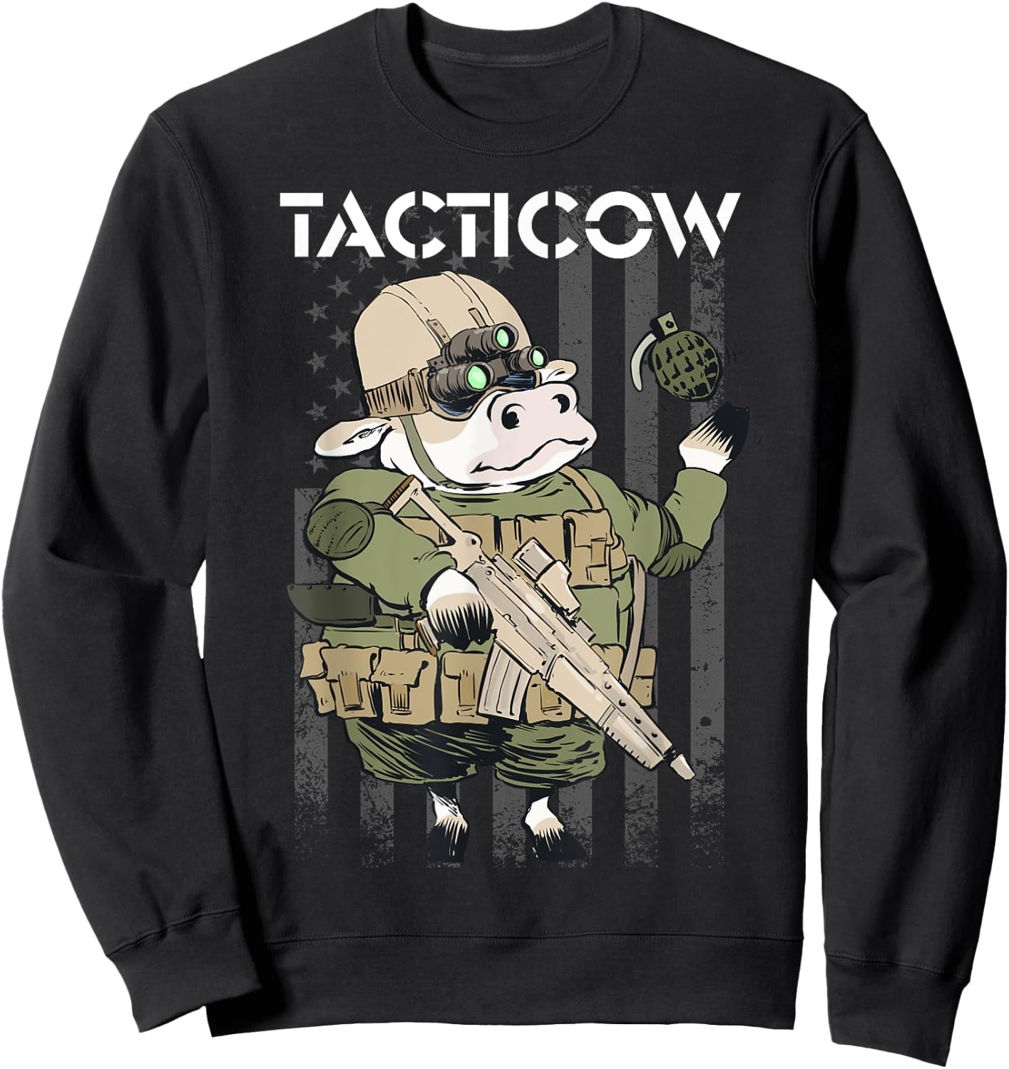 Funny Cow Farmer tactical dairy tactical men's women's Sweatshirt - Sweatshirt | Black