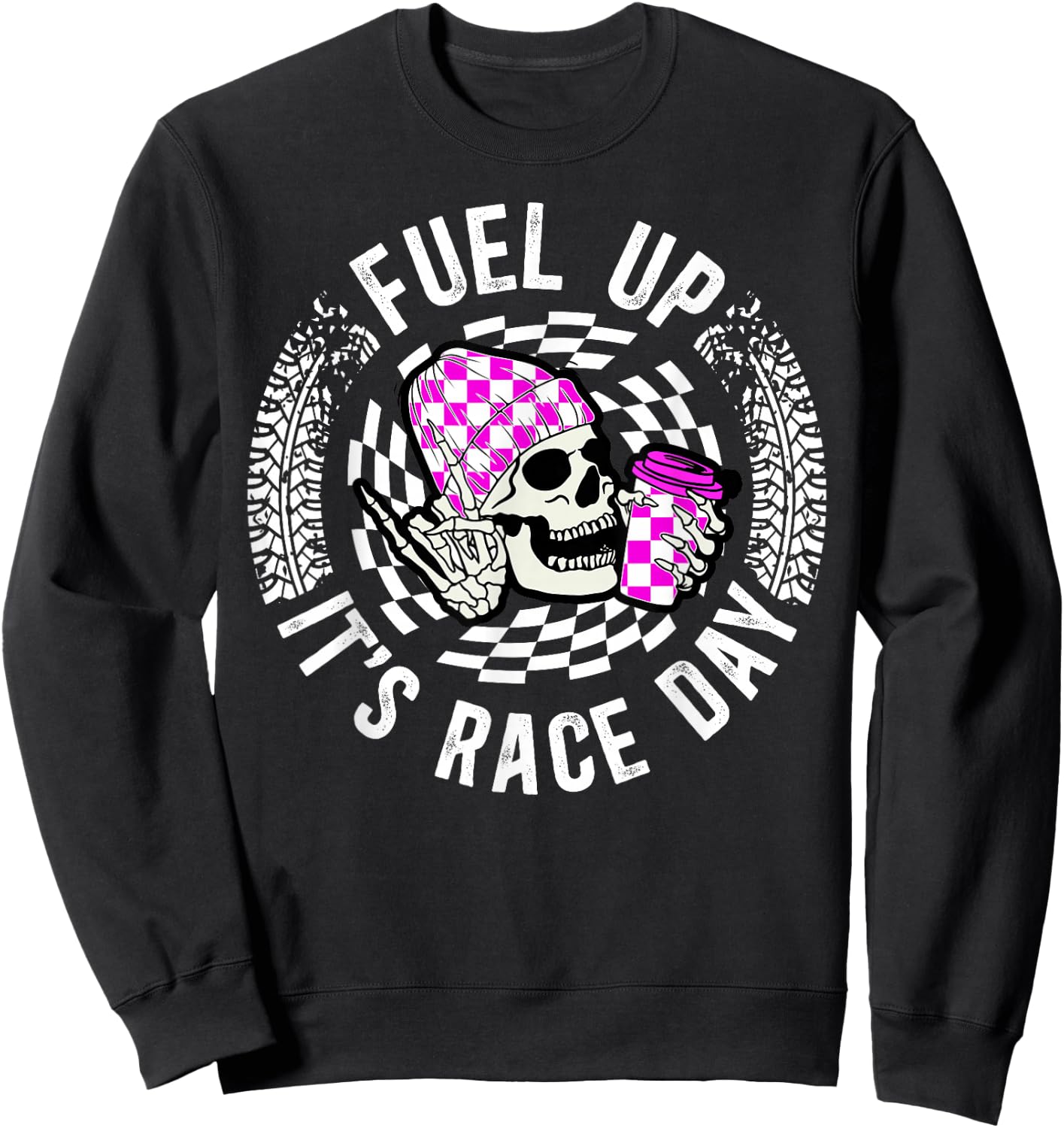 It's Race Day Racing Mom of A Racer Mother Racing Mama Sweatshirt - Sweatshirt | Black
