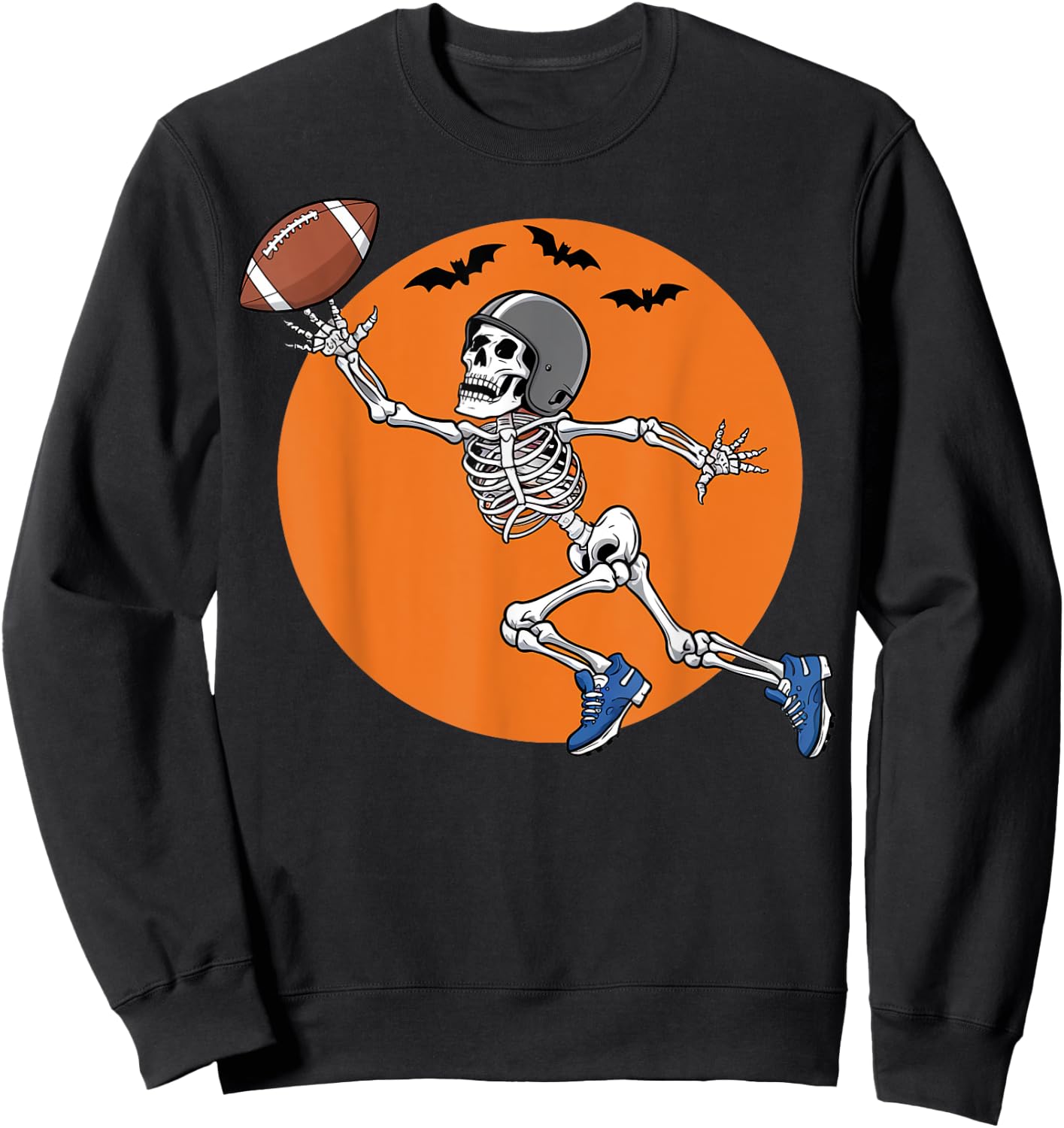 American Football Skeleton Halloween Gifts Men Women Boys Sweatshirt - Sweatshirt | Black