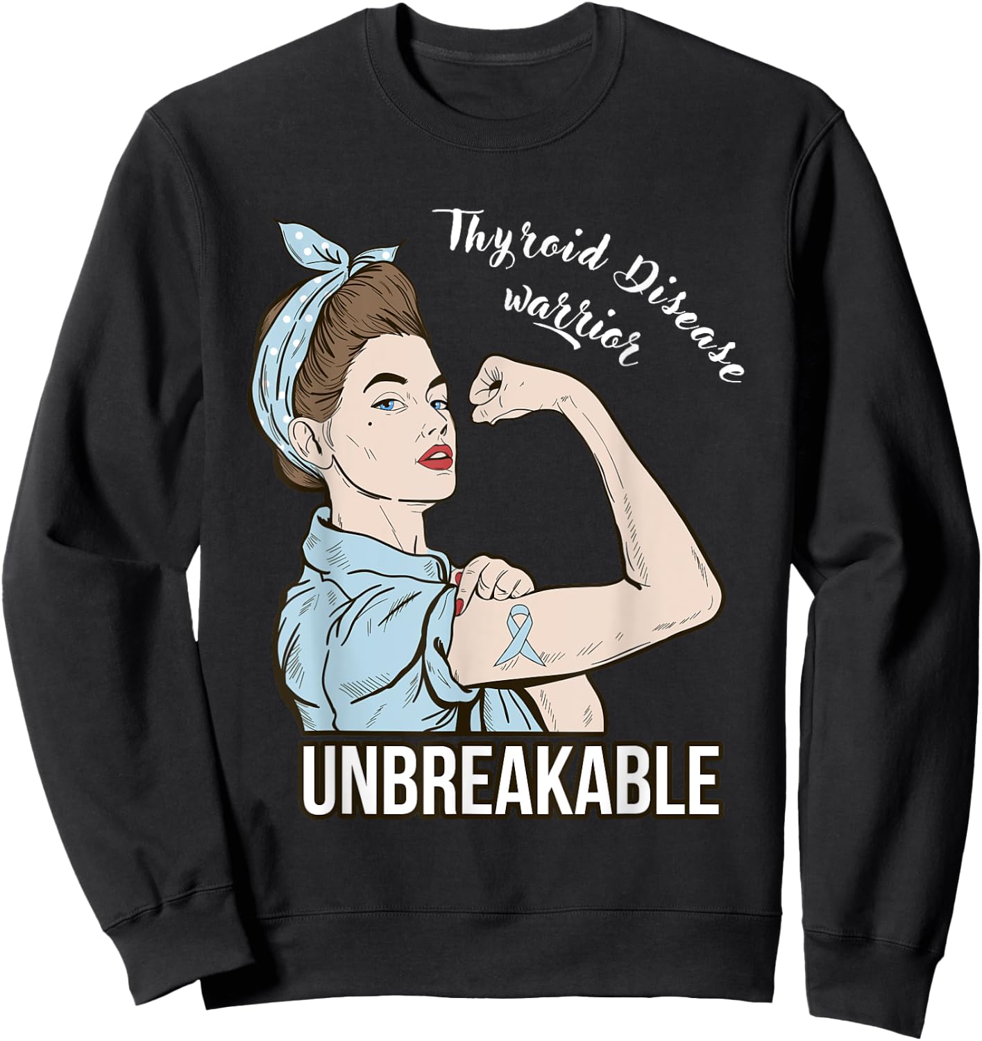 Thyroid Disease Awareness Warrior Fighter Support Sweatshirt - Sweatshirt | Black