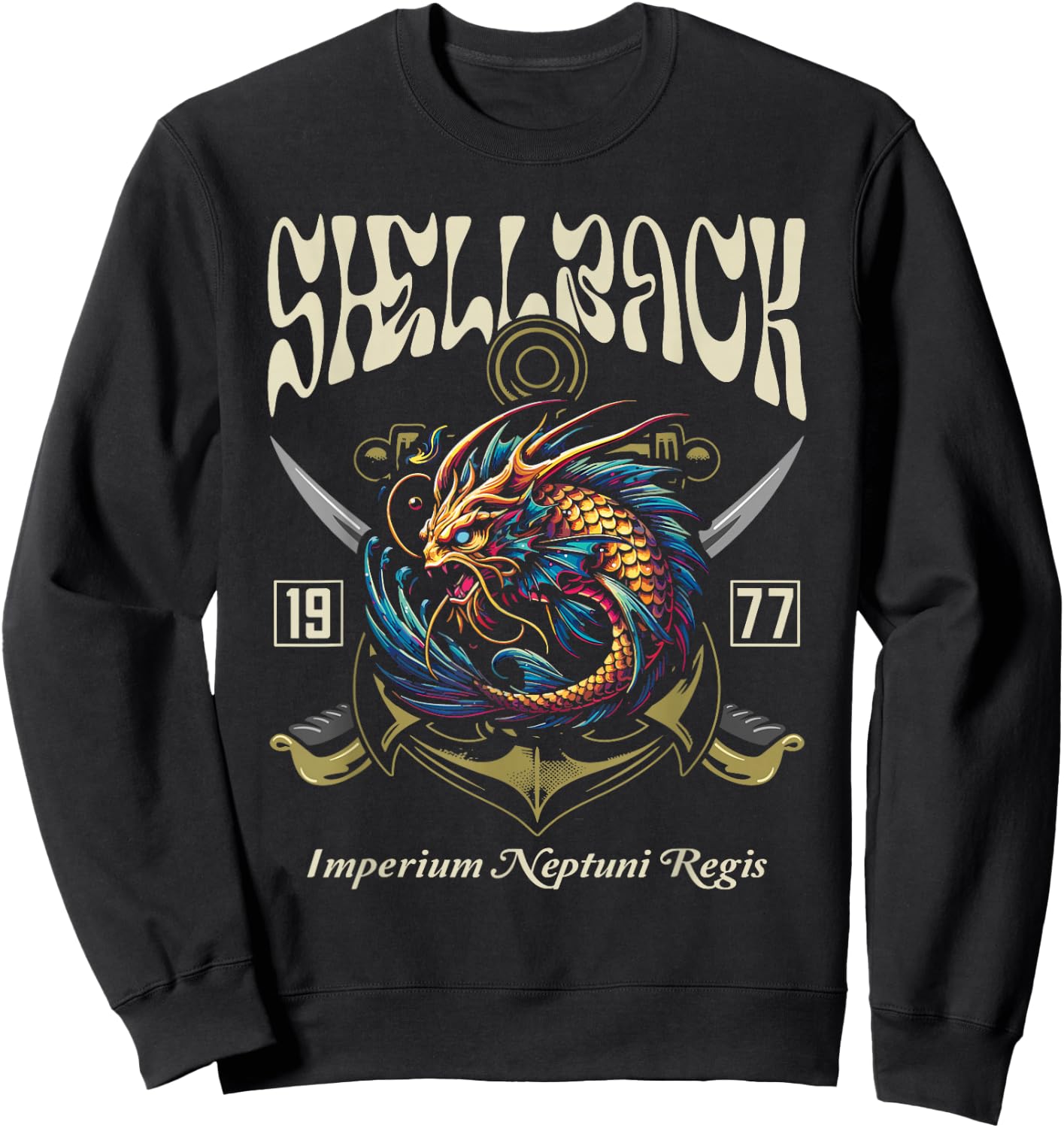 Shellback 1977 Equator Crossing Design for the year 1977 Sweatshirt - Sweatshirt | Black