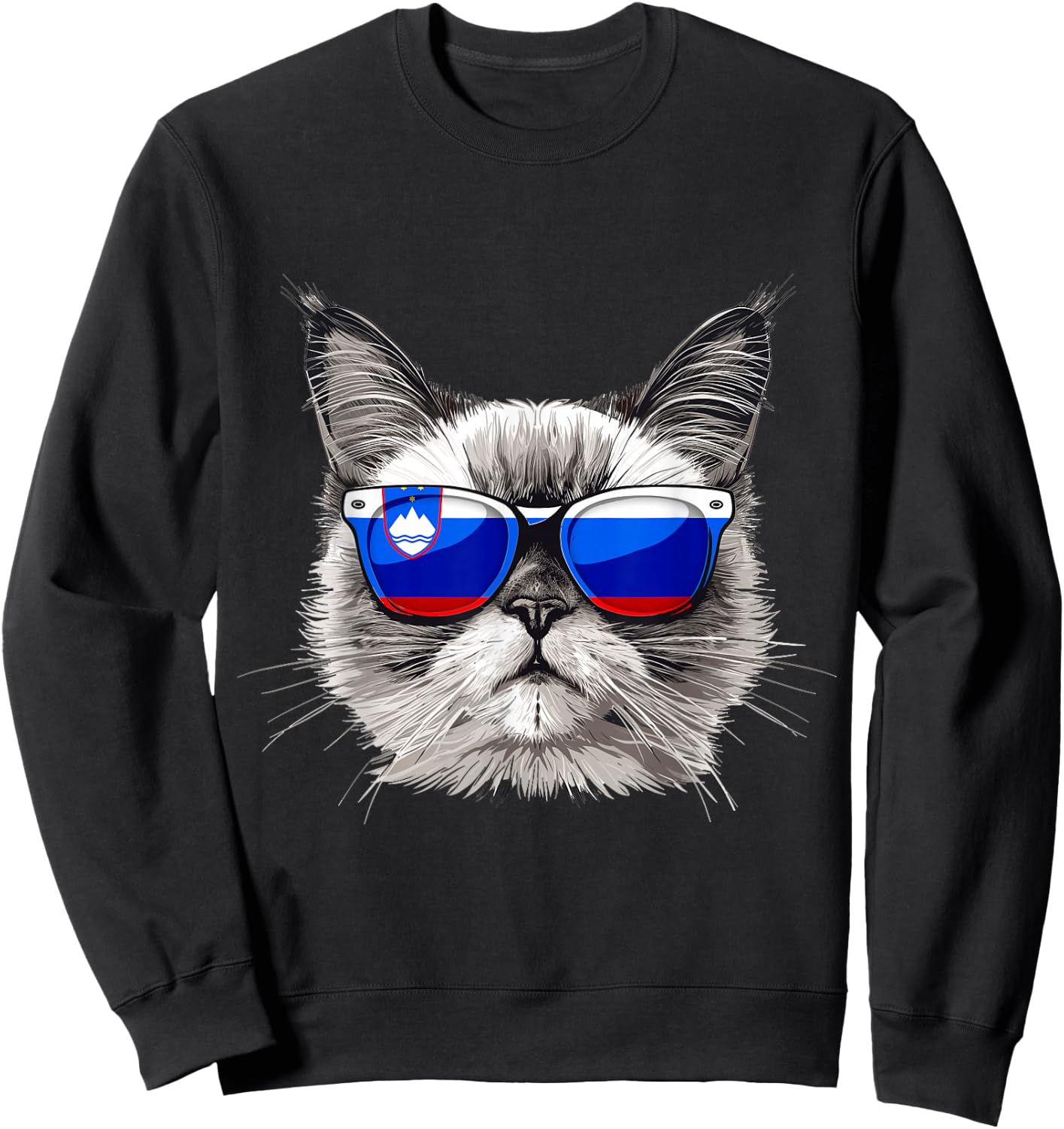 Slovenia Flag Cat Mom Souvenirs Products Kitten Slovenian Sweatshirt - Sweatshirt | Black