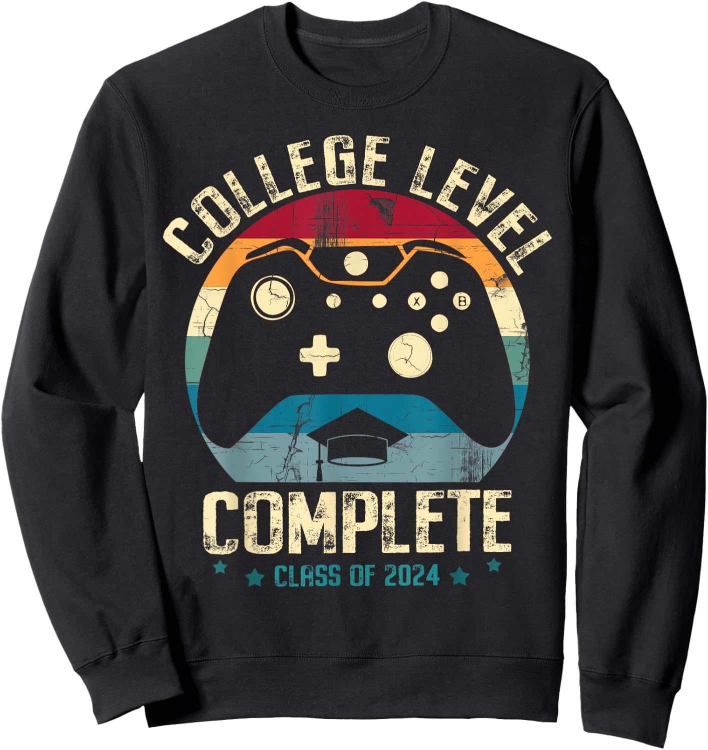 College Level Complete Class of 2024 Gamer Graduation Grad Sweatshirt - Sweatshirt | Black