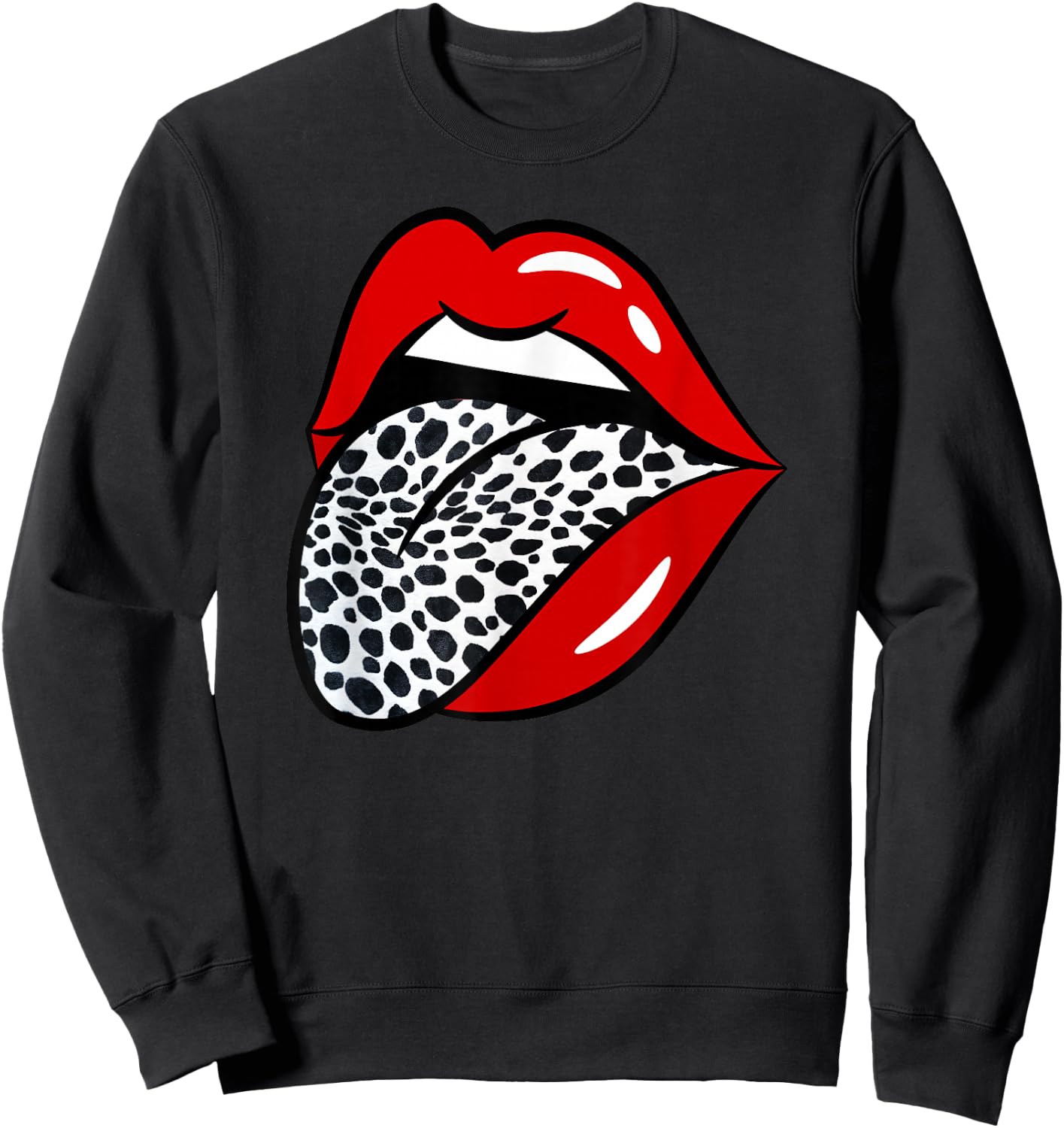 Red Lips Dalmatian Dog White Tongue Animal Pet Puppy Sweatshirt - Sweatshirt | Black