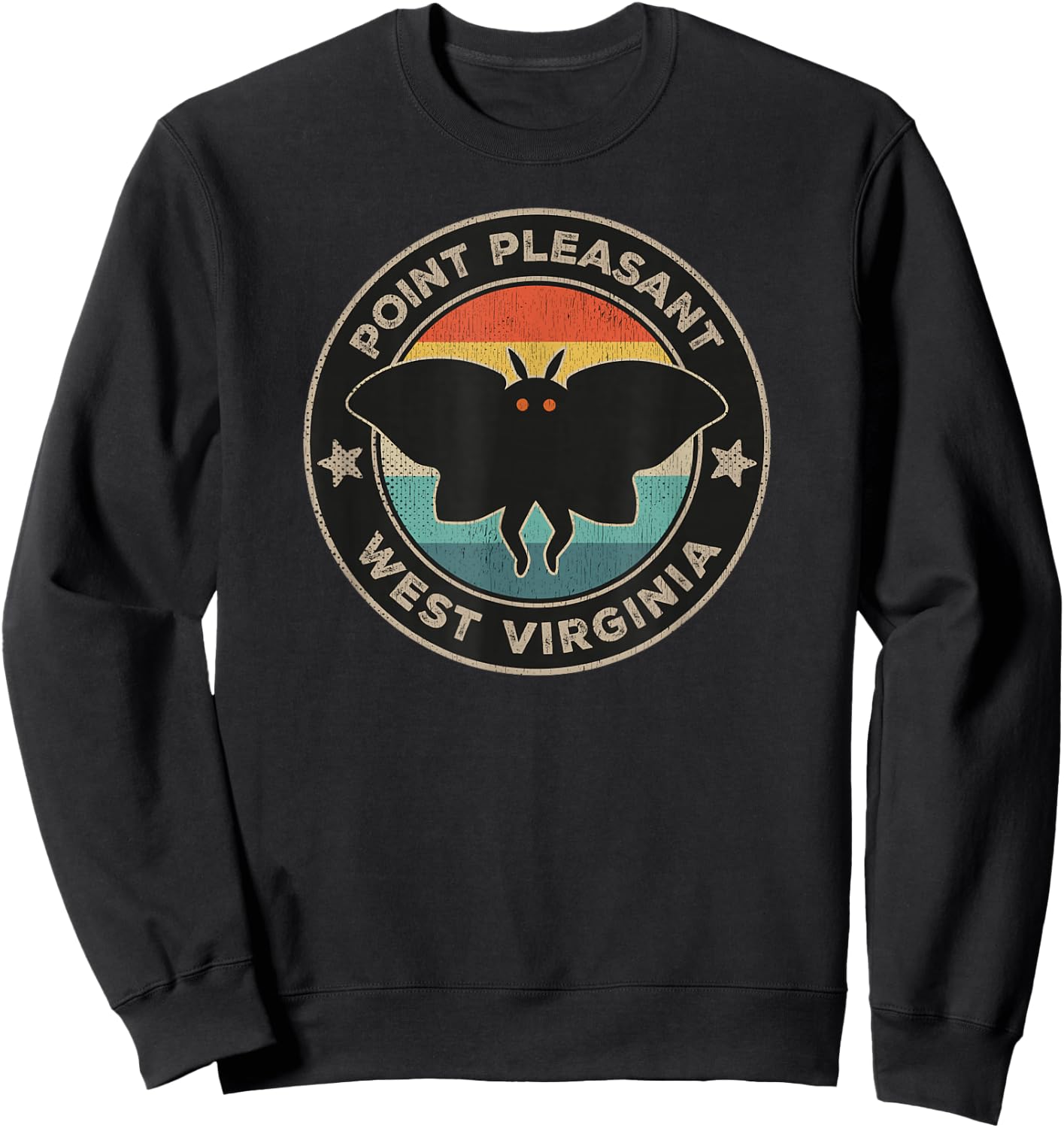 Point Pleasant WV Cryptids Cryptozoology Retro Funny Mothman Sweatshirt - Sweatshirt | Black