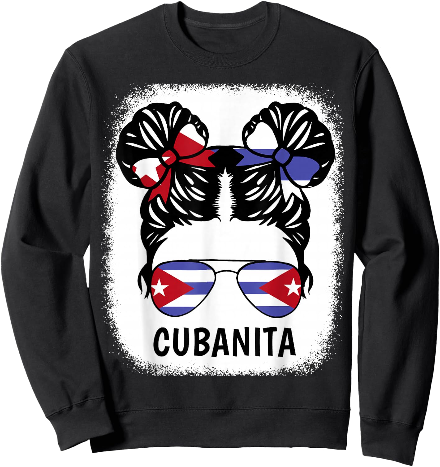 Cubanita Cuban Girl Cuba Flag Kids Women Hispanic Heritage Sweatshirt - Sweatshirt | Black