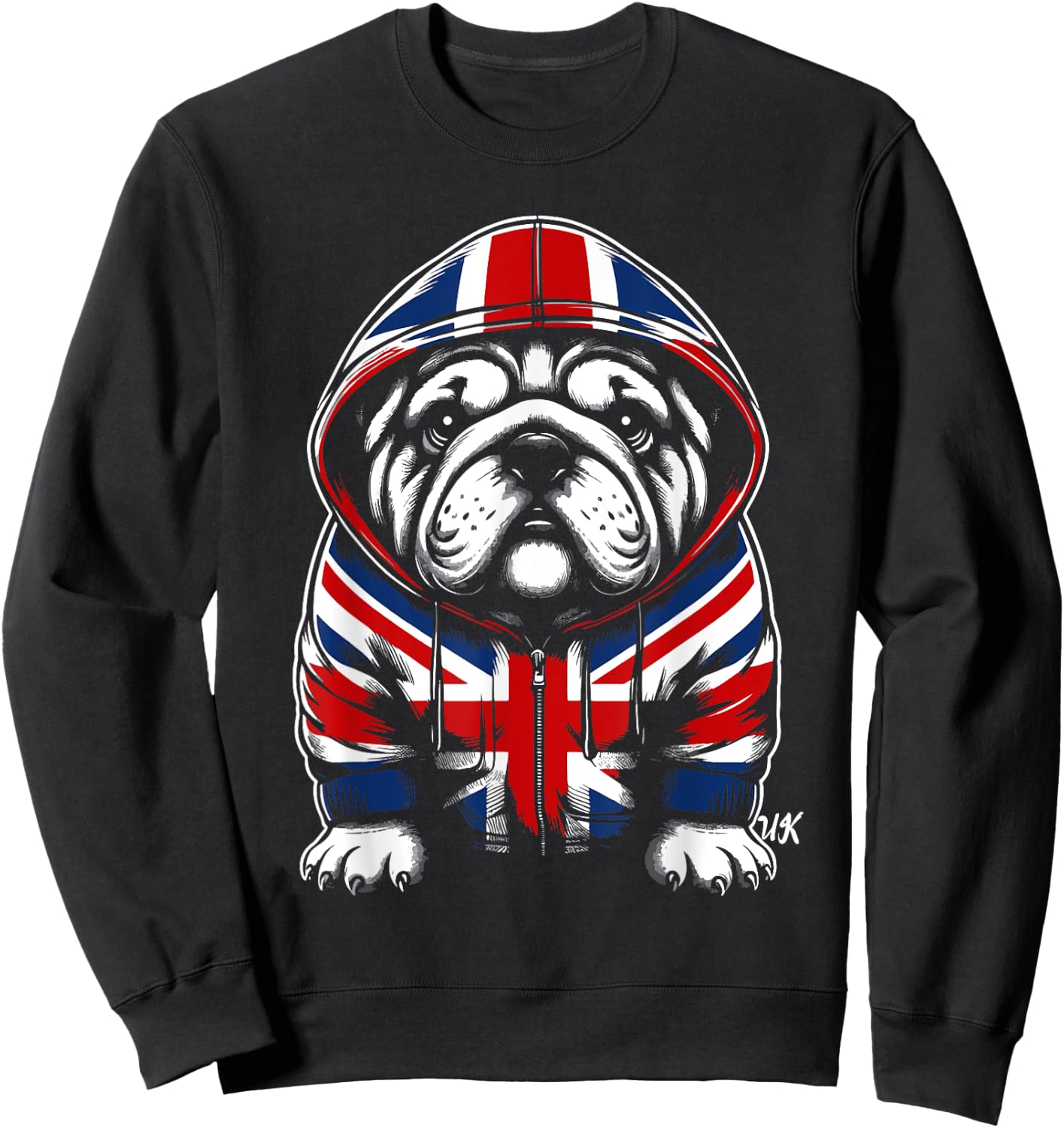 Bulldog UK British Flag England Women Kids Sweatshirt - Sweatshirt | Black