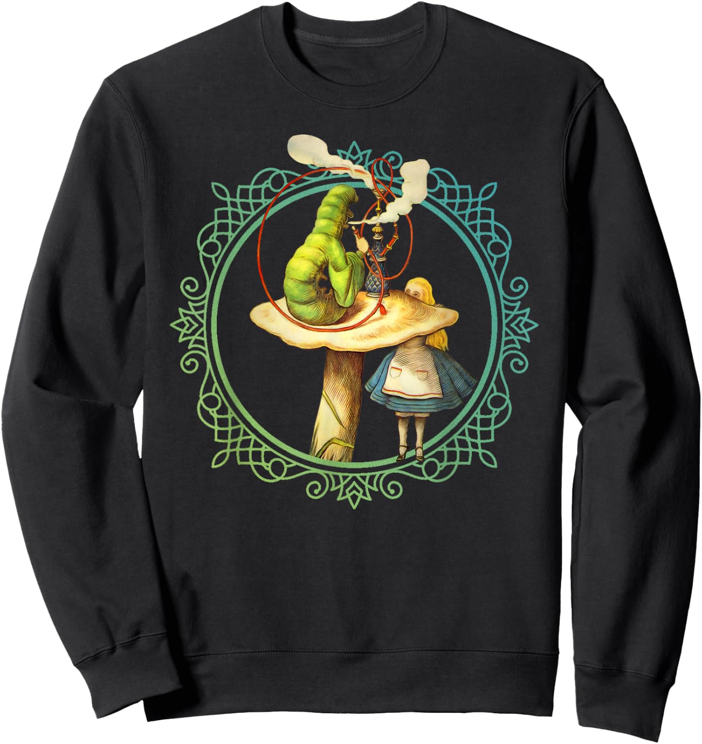 Alice and the Smoking Caterpillar - T Shirt Design Sweatshirt - Sweatshirt | Black