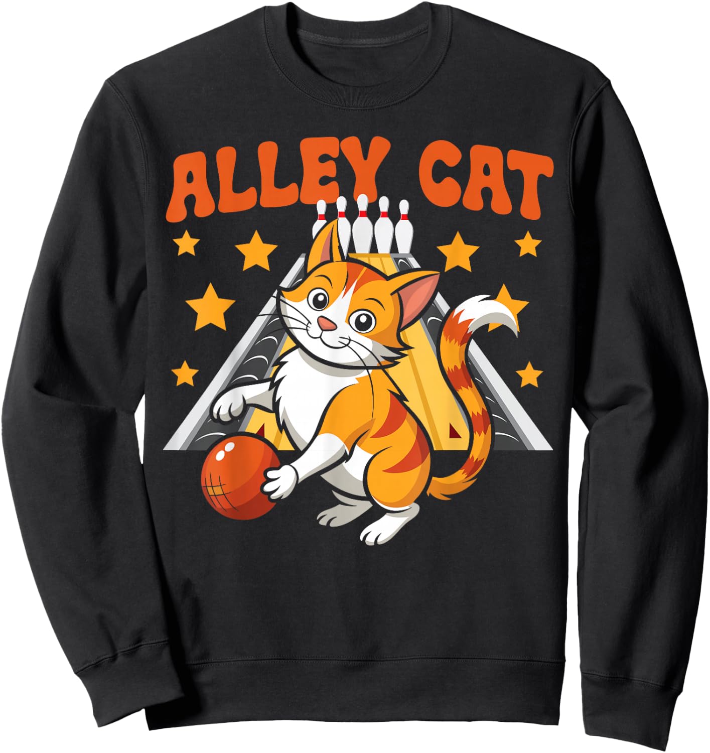 Funny Bowling Cat Pun Alley Cat Sweatshirt - Sweatshirt | Black