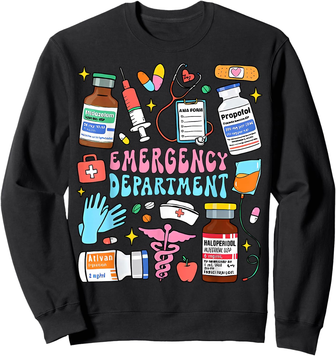 Retro Emergency Department Emergency Room ER ED Nurse Tech Sweatshirt - Sweatshirt | Black
