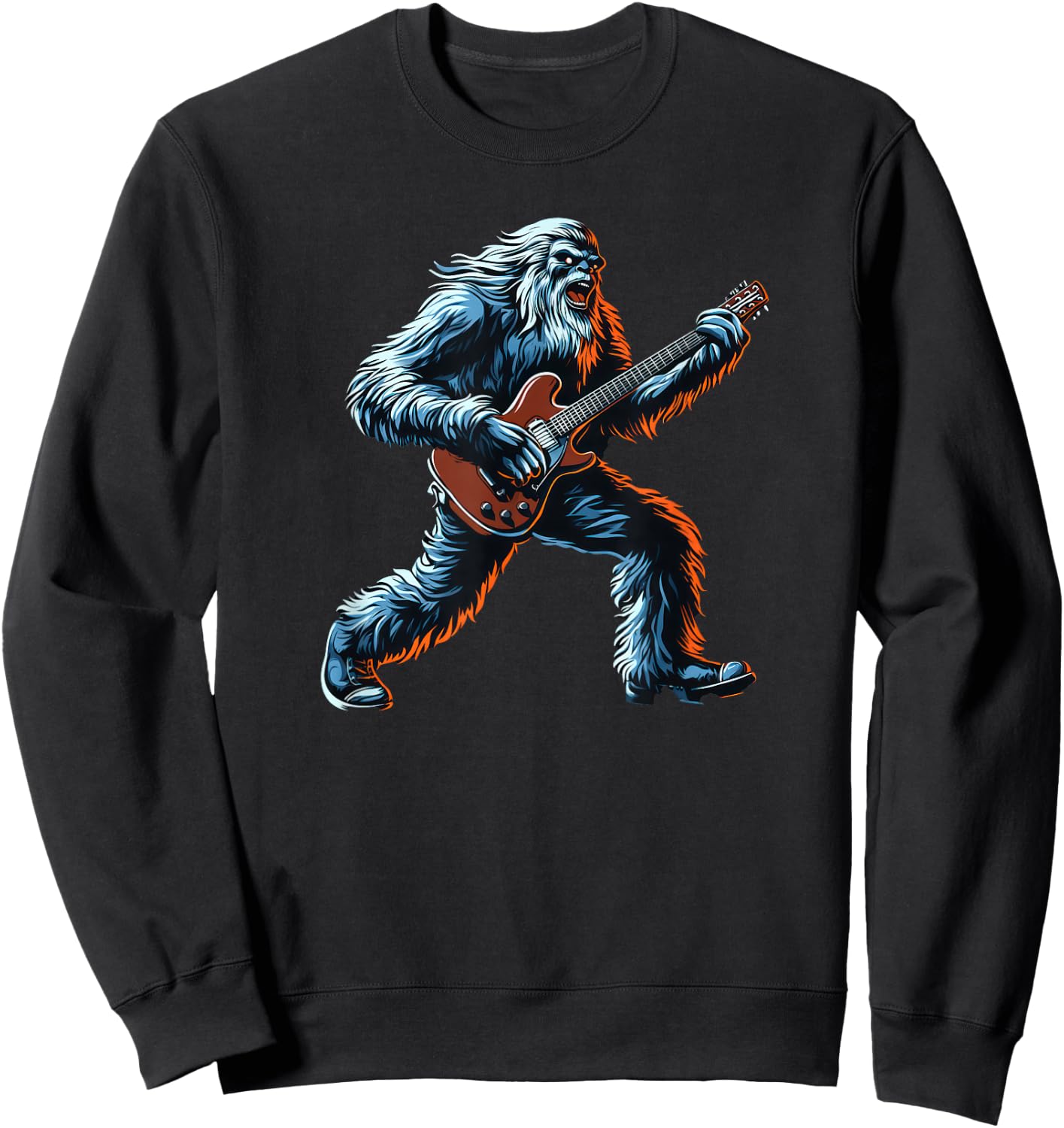 Funny Bigfoot Sasquatch Rock Graphic Cool Big Foot Design Sweatshirt - Sweatshirt | Black