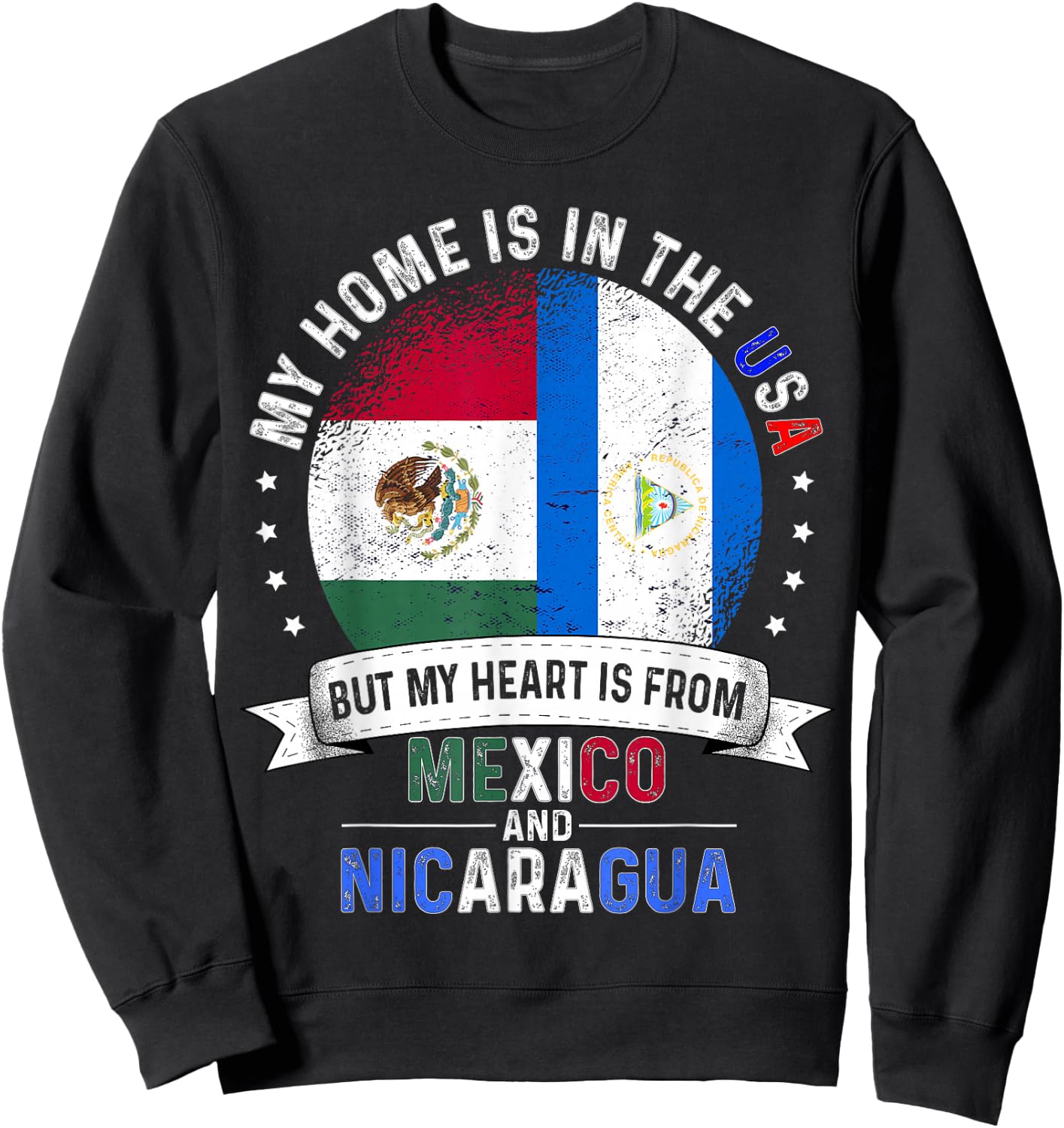 American Mexican Nicaraguan Flags USA Mexico Nicaragua Sweatshirt - Sweatshirt | Black