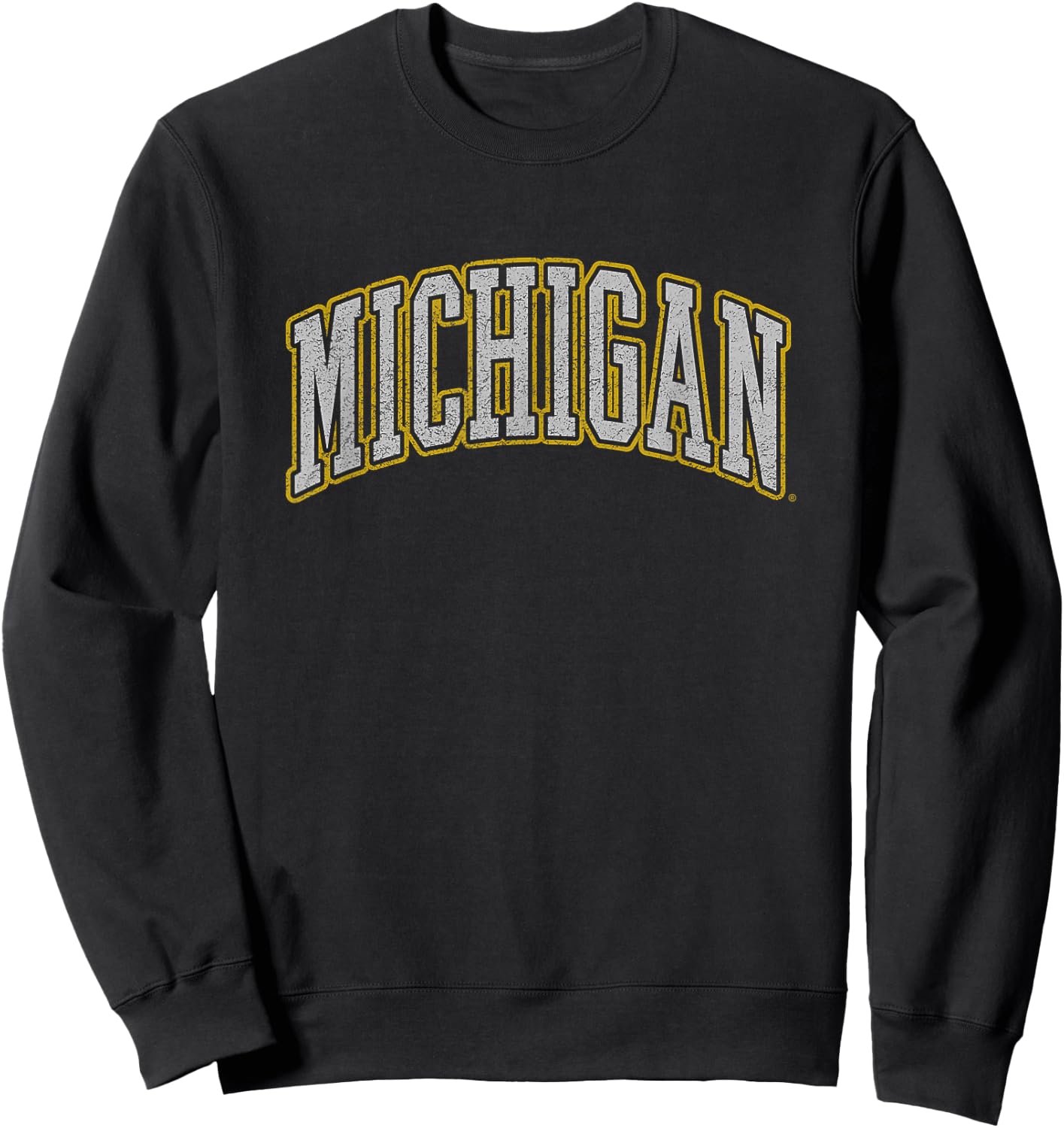 University of Michigan Wolverines U of M Distressed School Sweatshirt - Sweatshirt | Black