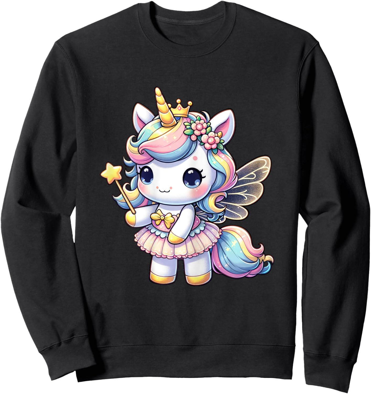 Unicorn Fairy Birthday Unicorn Party Girls Outfit Sweatshirt - Sweatshirt | Black