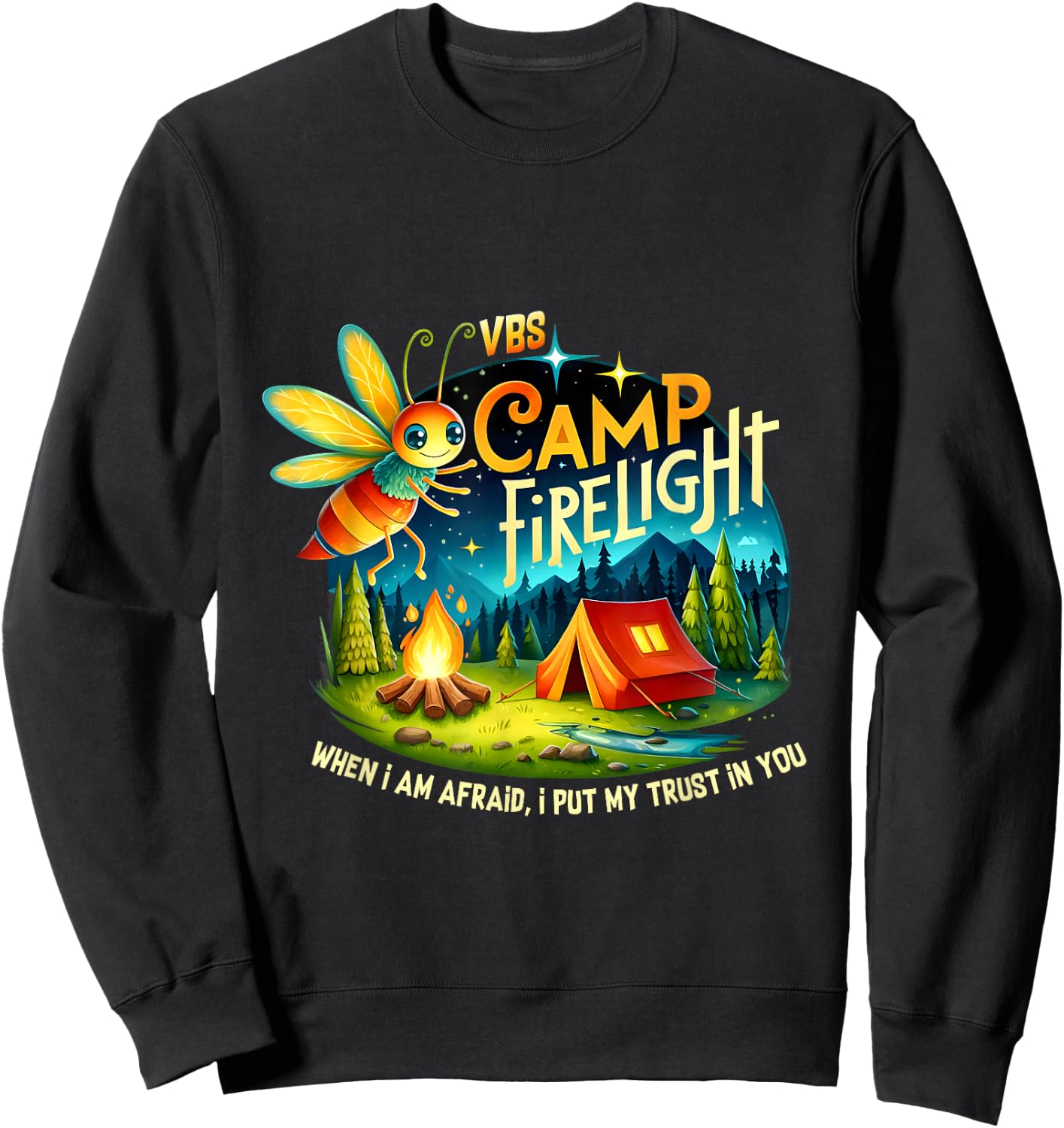 VBS Camp Firework 2024 Camp Firelight Vacation Bible School Sweatshirt - Sweatshirt | Black