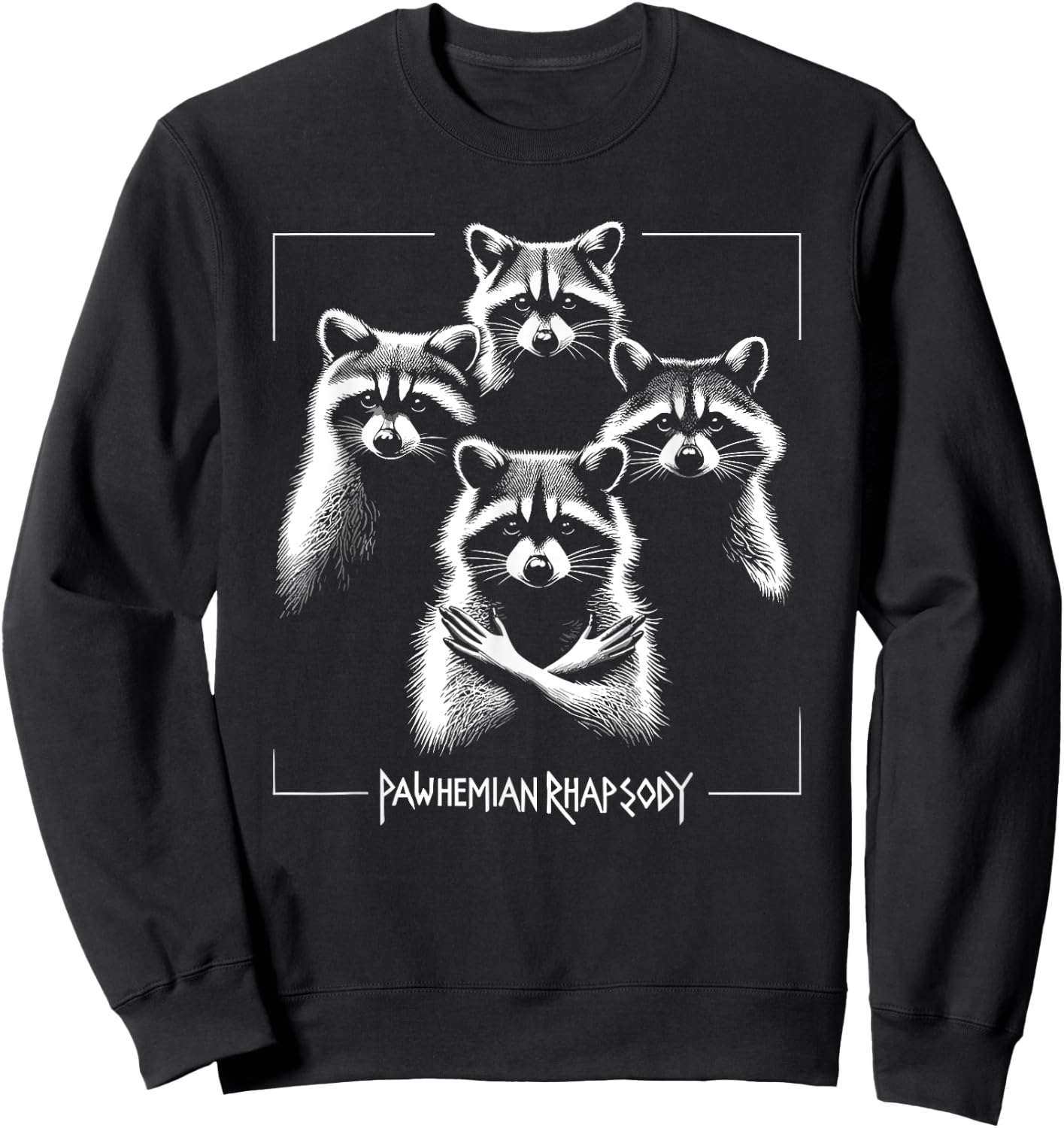 Retro Raccoon Rock Music Concert Band Novelty Funny Raccoon Sweatshirt - Sweatshirt | Black
