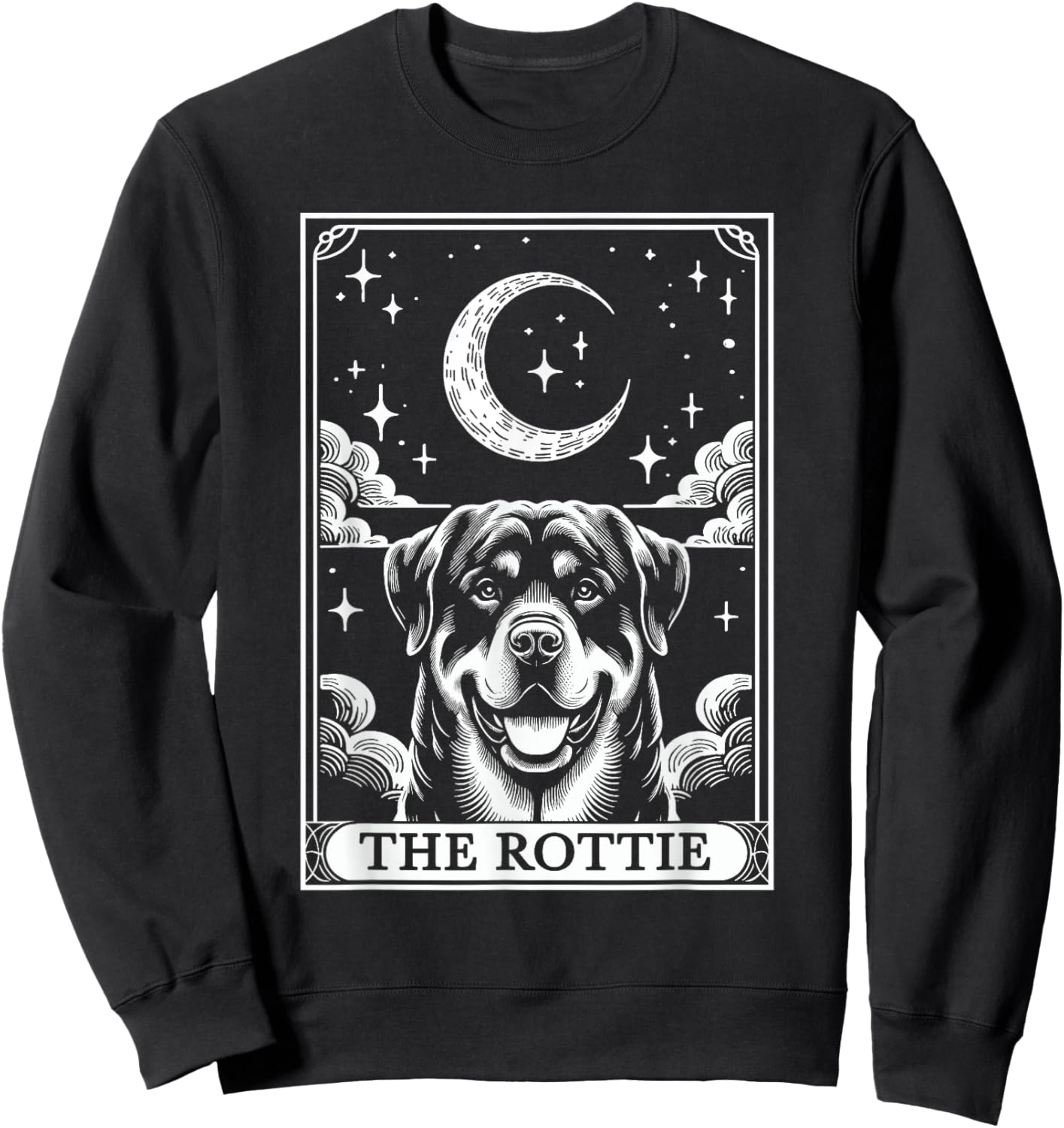 Tarot Card Vintage Crescent Moon Rottweiler Rottie Dog Mom Women Kids Sweatshirt - Sweatshirt | Black