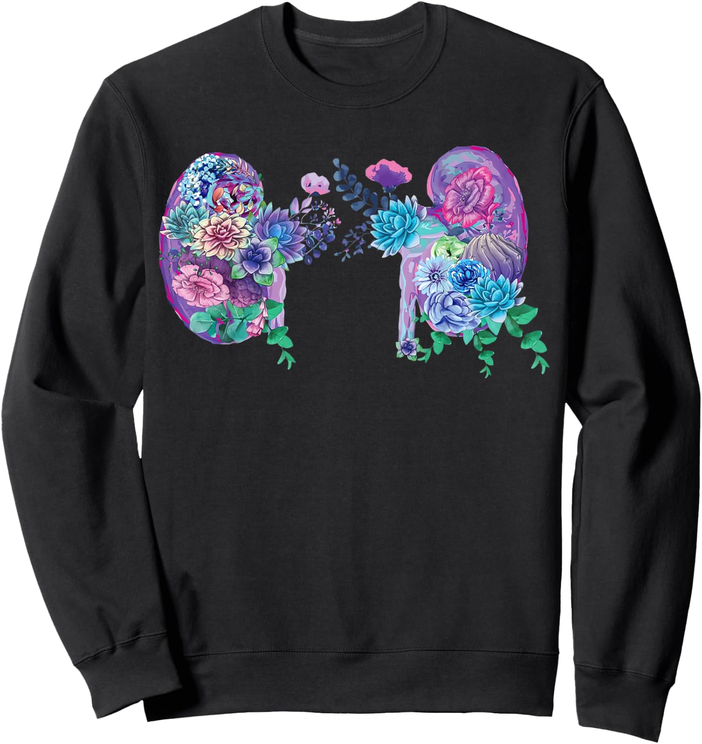 Succulent Kidney Floral Anatomical Kidneys Medical Anatomy Sweatshirt - Sweatshirt | Black