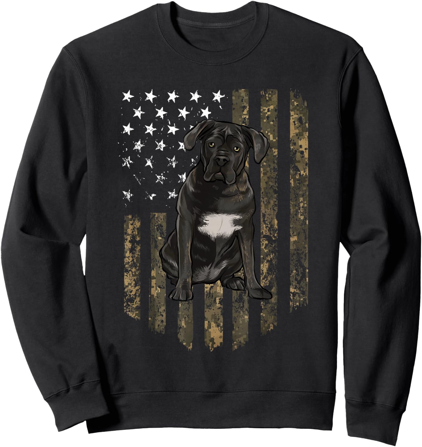 Camo American Flag Cane Corso 4th Of July USA Sweatshirt - Sweatshirt | Black