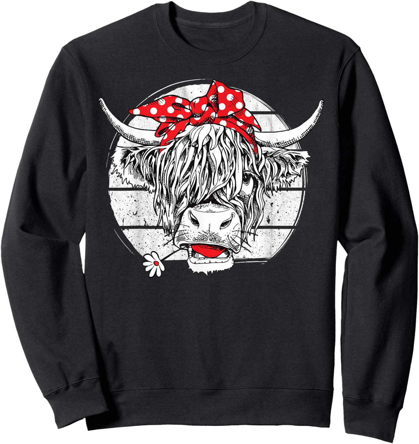 Scottish Highland Cow Cattle Hairy Cow Flowers Woman Sweatshirt - Sweatshirt | Black