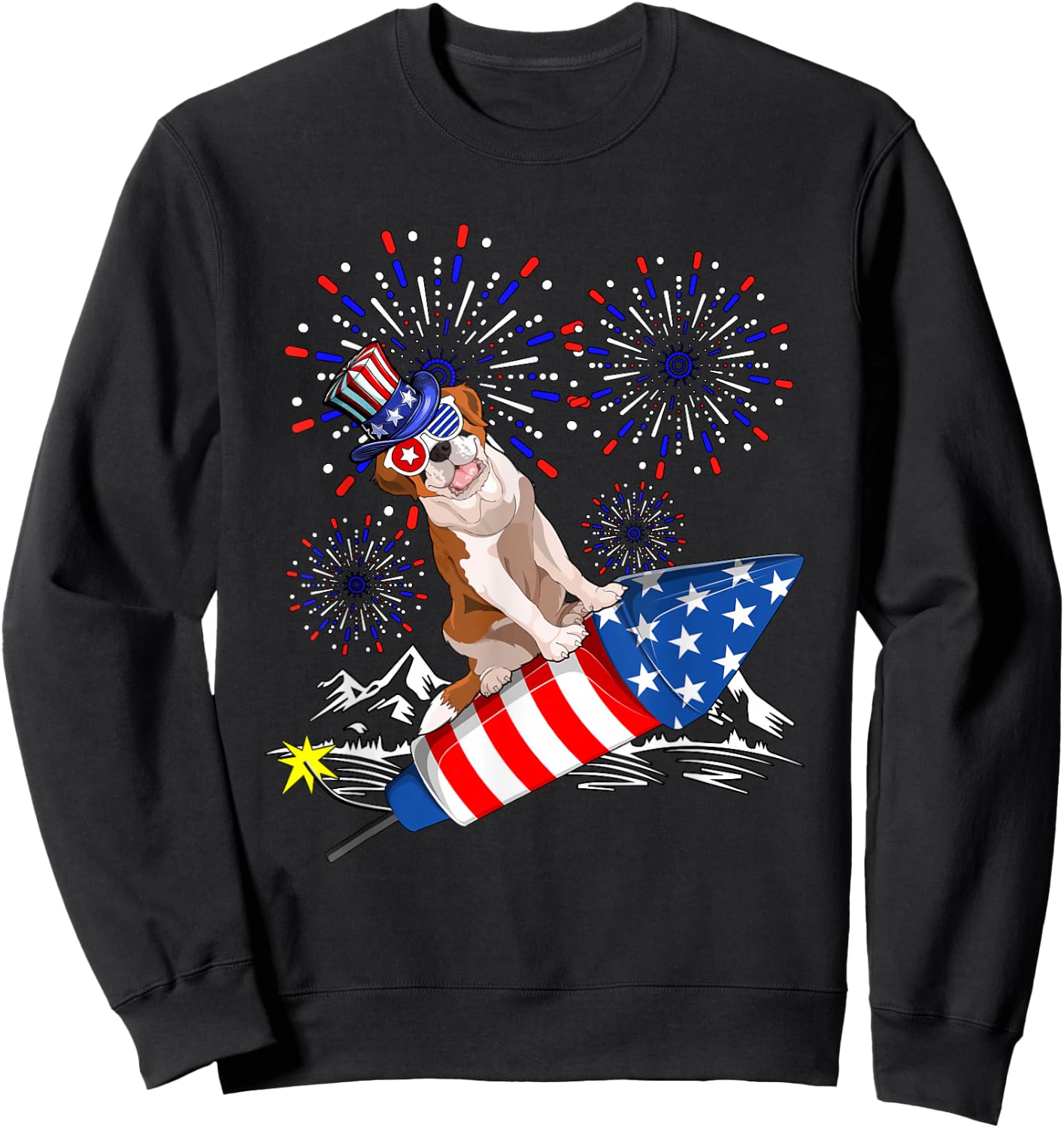St. Bernard Costume 4th Of July Fireworks Patriotic Lover Sweatshirt - Sweatshirt | Black