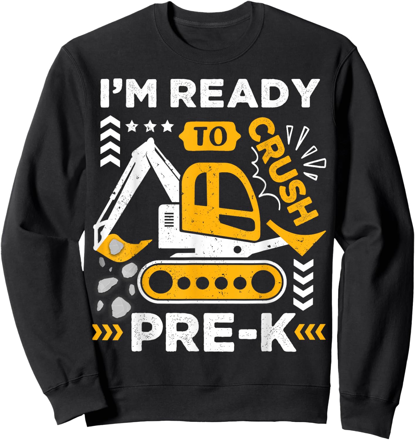 Kids Ready to Crush Preschool Pre-K Construction Truck Boys Sweatshirt - Sweatshirt | Black