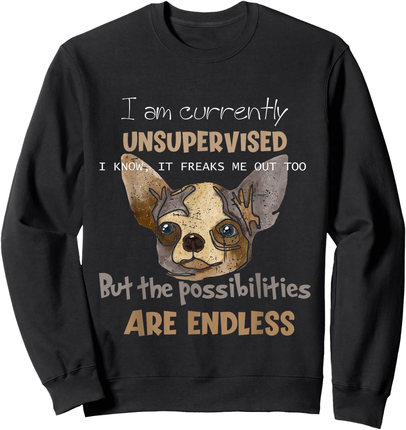I Am Unsupervised, The Possibilities Are Endless Funny Dog Men Women Girls Kids Sweatshirt - Sweatshirt | Black