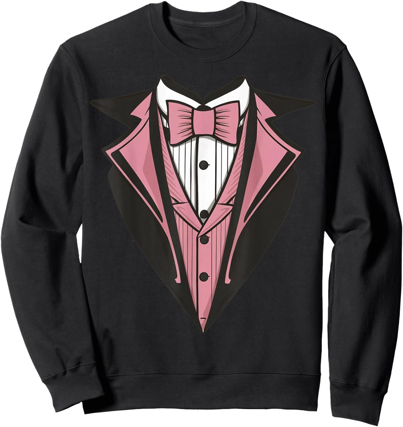 Kids Adult Pink Tuxedo, Toddler Tux Costume Youth Tux Sweatshirt - Sweatshirt | Black