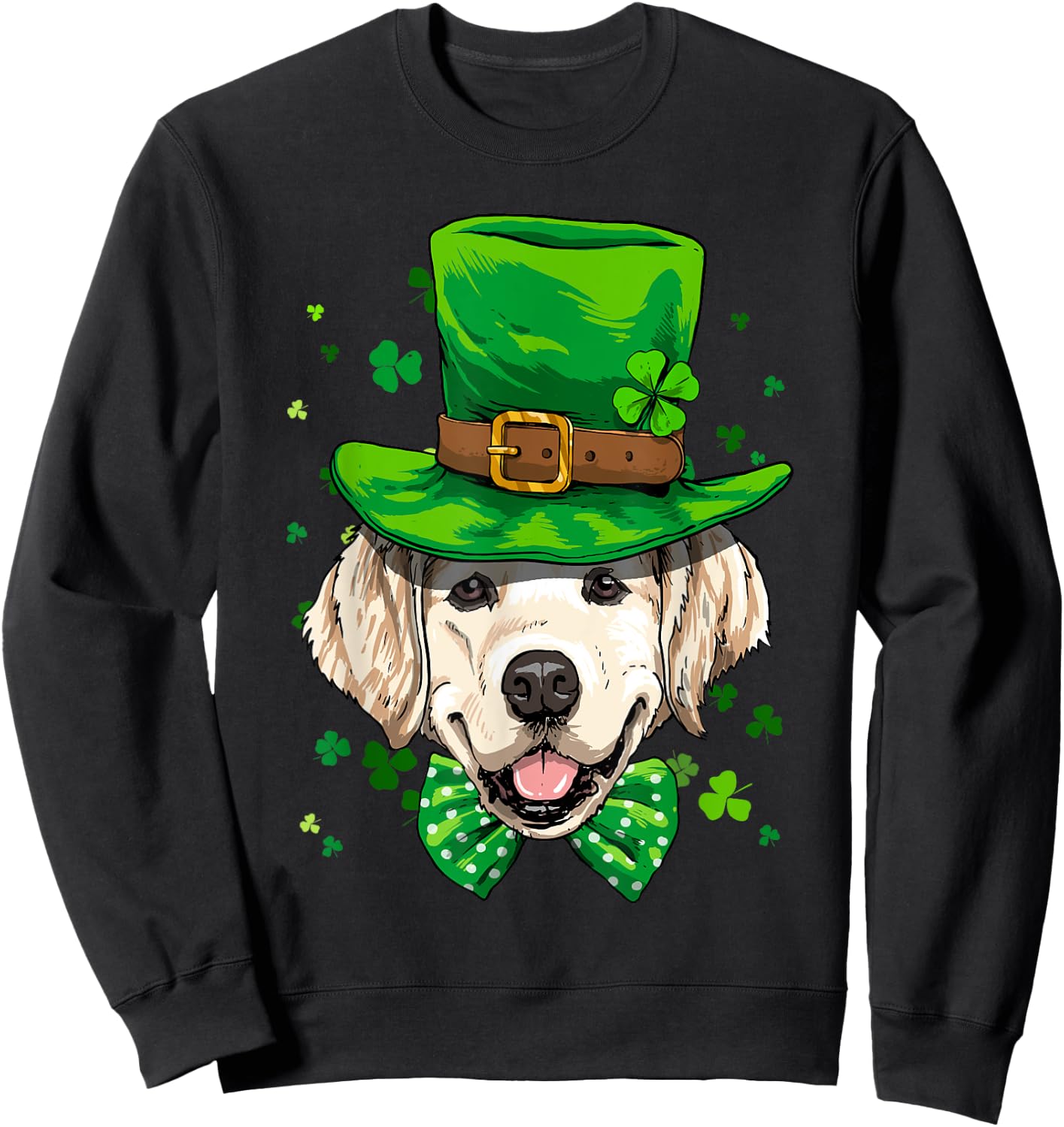 Golden Retriever Leprechaun St Patricks Day Dog Men Sweatshirt - Sweatshirt | Black