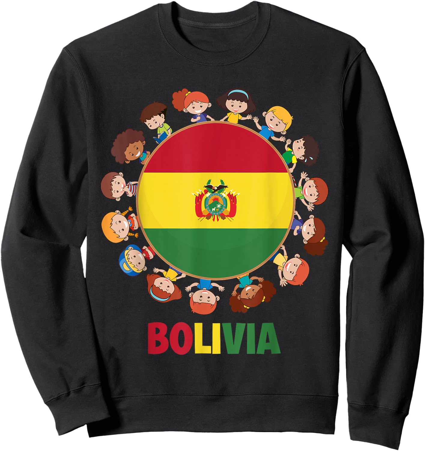 Bolivian Flag Hispanic Heritage Month Bolivia Kids Boy Girls Sweatshirt - Sweatshirt | Black