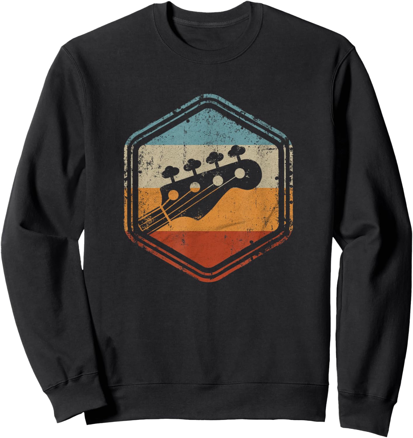 Bass Guitar Vintage Headstock for Bass Player Bassist Sweatshirt - Sweatshirt | Black