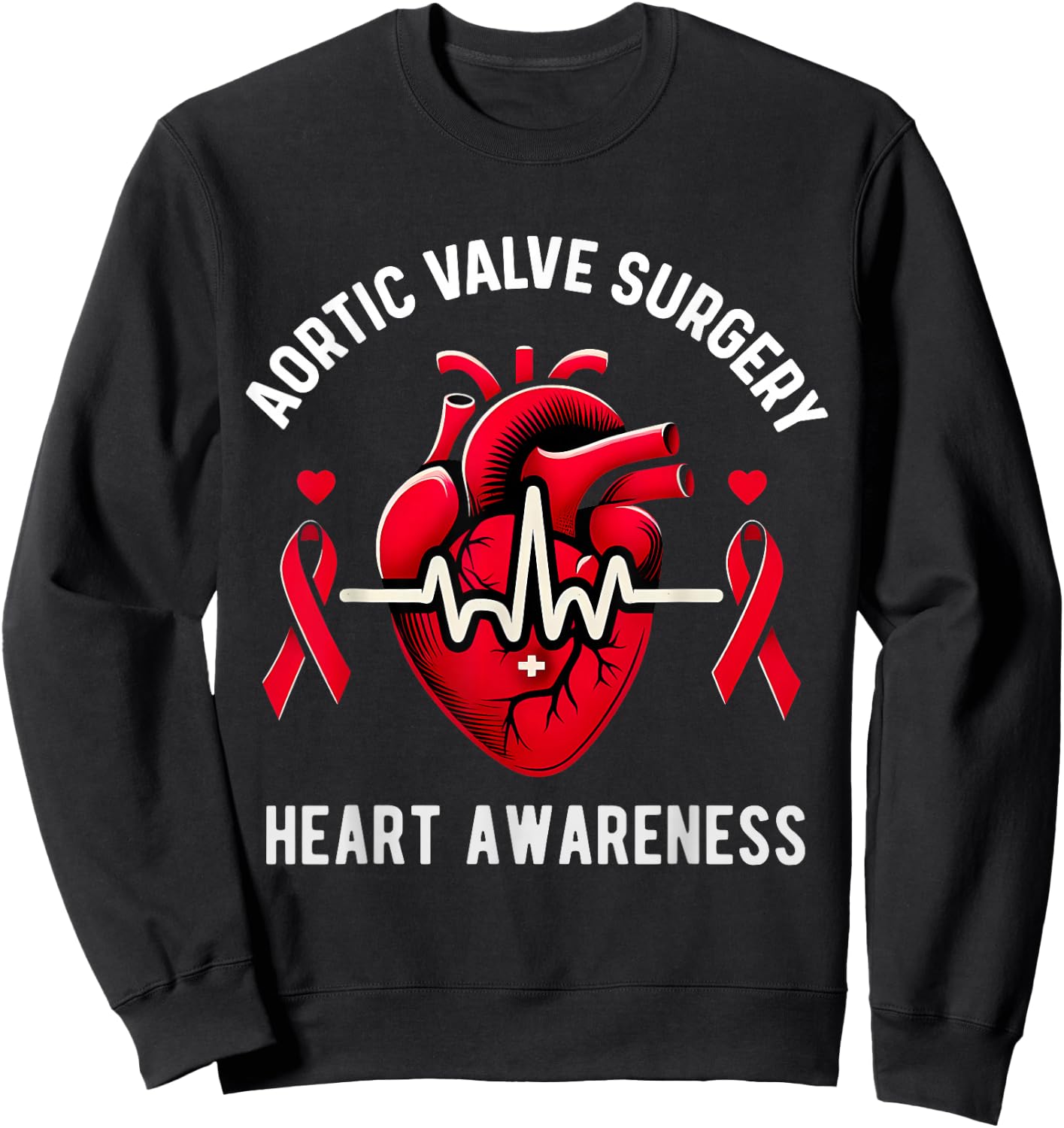 Heart Valve Surgery Shirt Heart Awareness Sweatshirt - Sweatshirt | Black