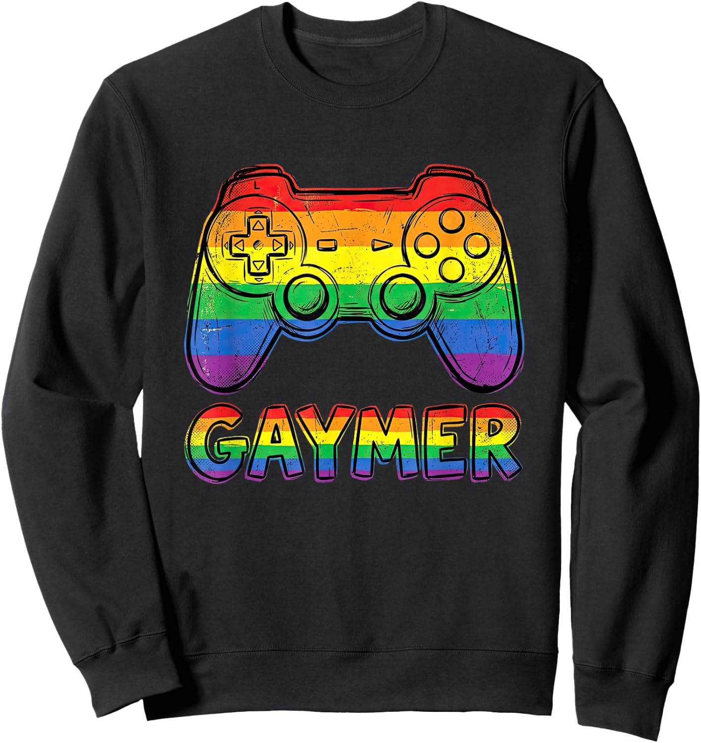 Gaymer Funny Gay Gamer Rainbow LGBTQ Pride Month Video Games Sweatshirt - Sweatshirt | Black