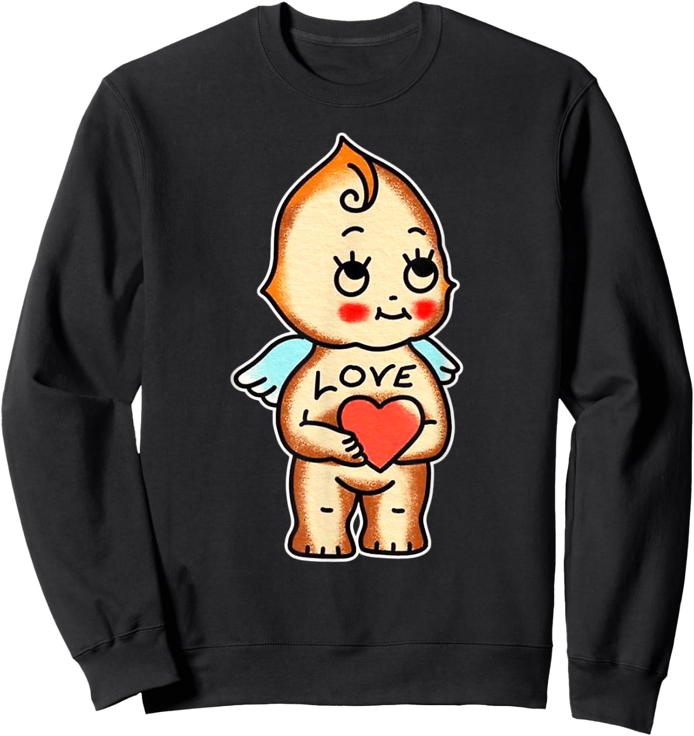Urban Empyre Kewpie Baby Angel Cherub Cupid Love Traditional Tattoo Flash , Small Sweatshirt - Sweatshirt | Black