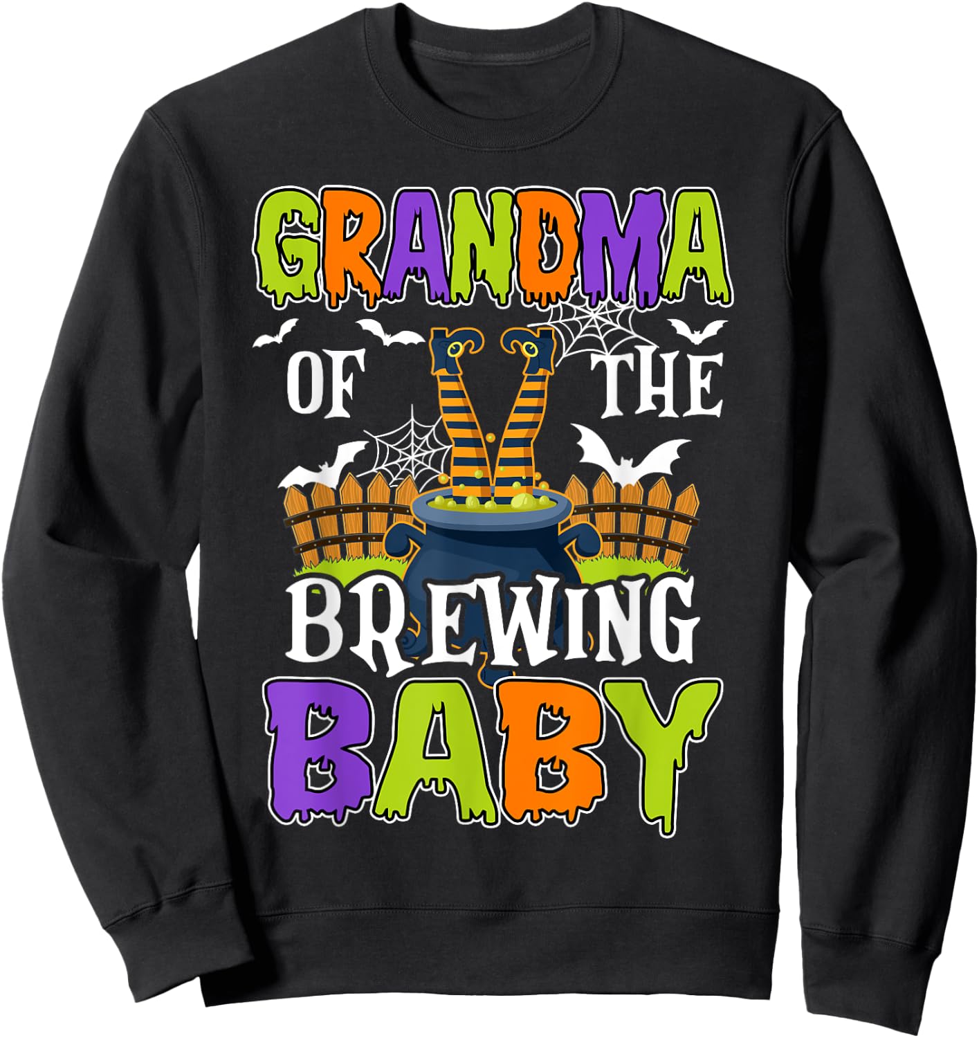 Grandma Of The Brewing Baby Halloween Witch Baby Funny Sweatshirt - Sweatshirt | Black