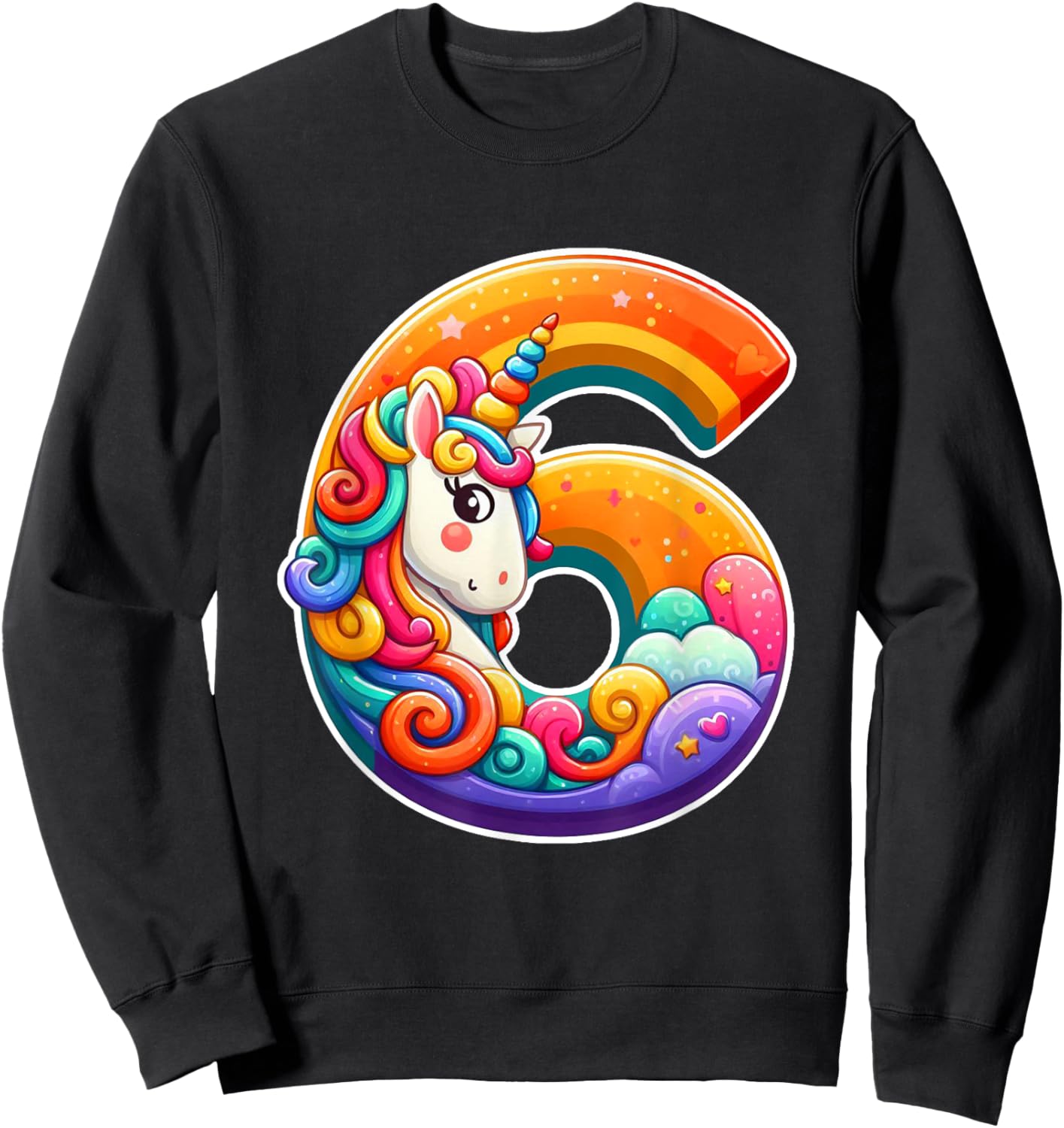 Unicorn 6th Birthday Girl 6 Years Old Sweatshirt - Sweatshirt | Black