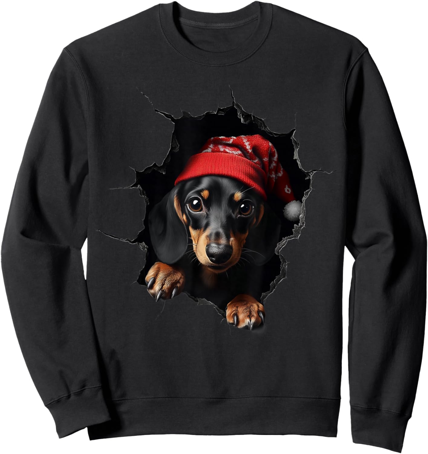 Funny Christmas Dog Lover Dog Owner Xmas Dachshund Dogs Sweatshirt - Sweatshirt | Black
