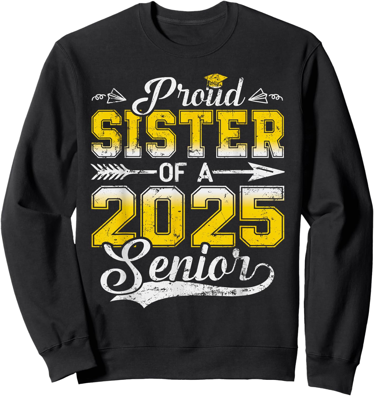 Proud Mom of a 2025 Senior Graduate, Funny Vintage Sweatshirt - Sweatshirt | Black