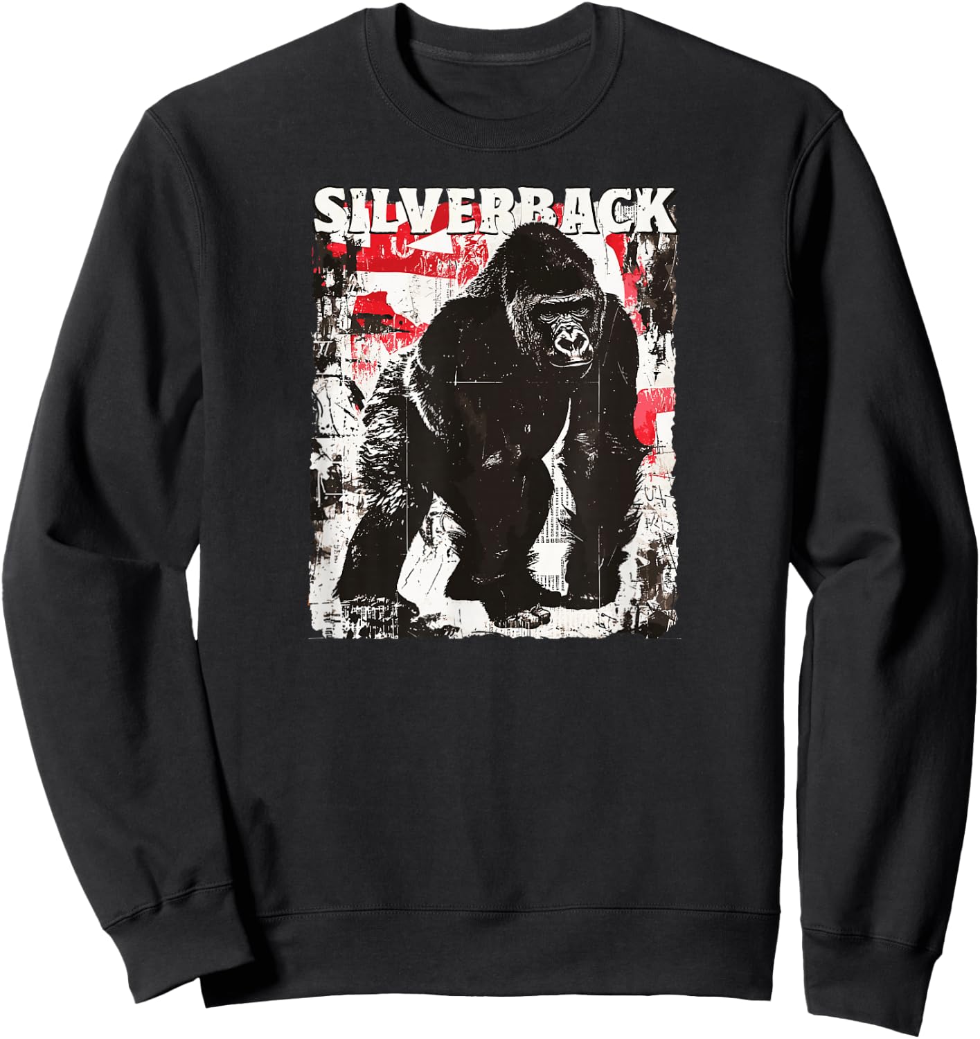 Gorilla Face Monkey Angry Growling Scary Silverback Gorilla Sweatshirt - Sweatshirt | Black