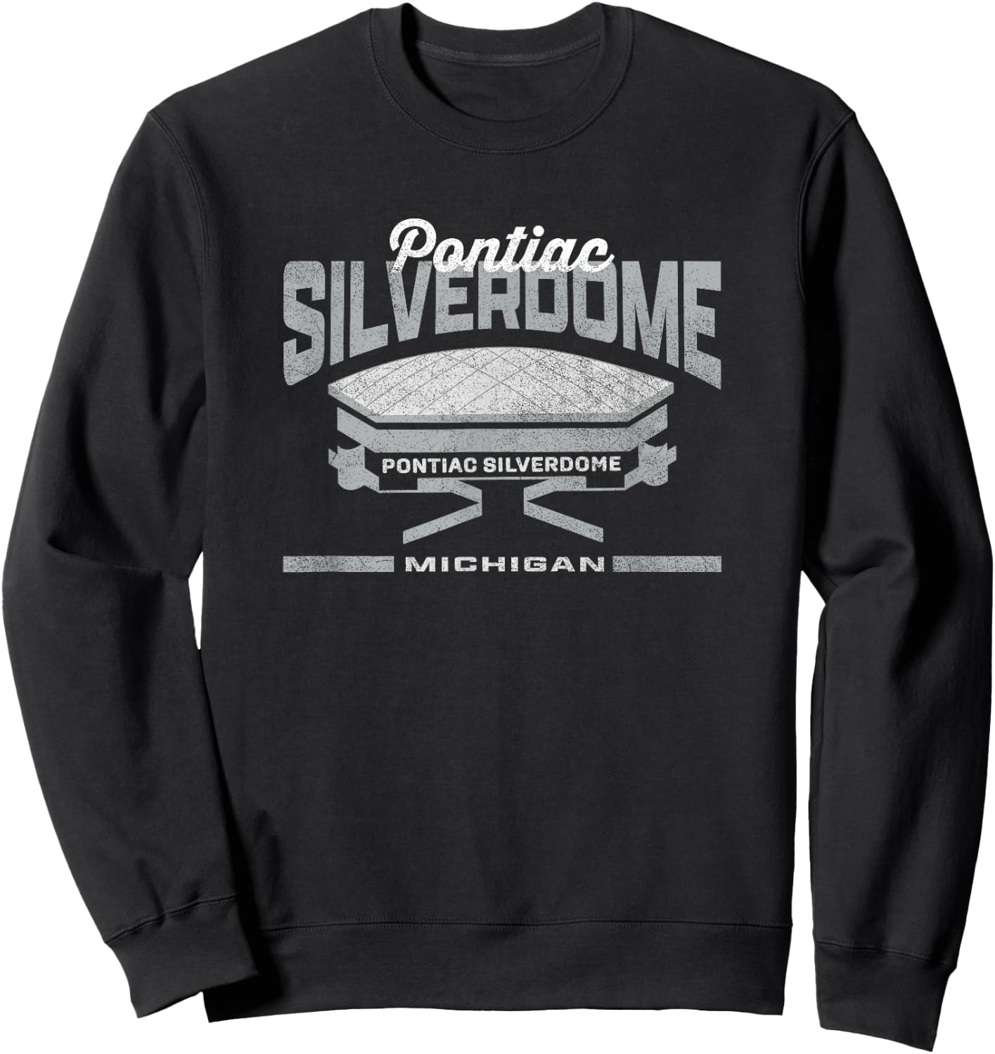 Pontiac MI Silverdome Retro Football Vintage Stadium Detroit Sweatshirt - Sweatshirt | Black