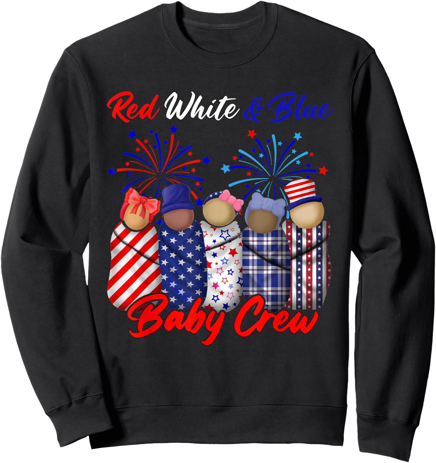 Red White And Blue Baby Crew 4th Of July Nicu Nurse Sweatshirt - Sweatshirt | Black