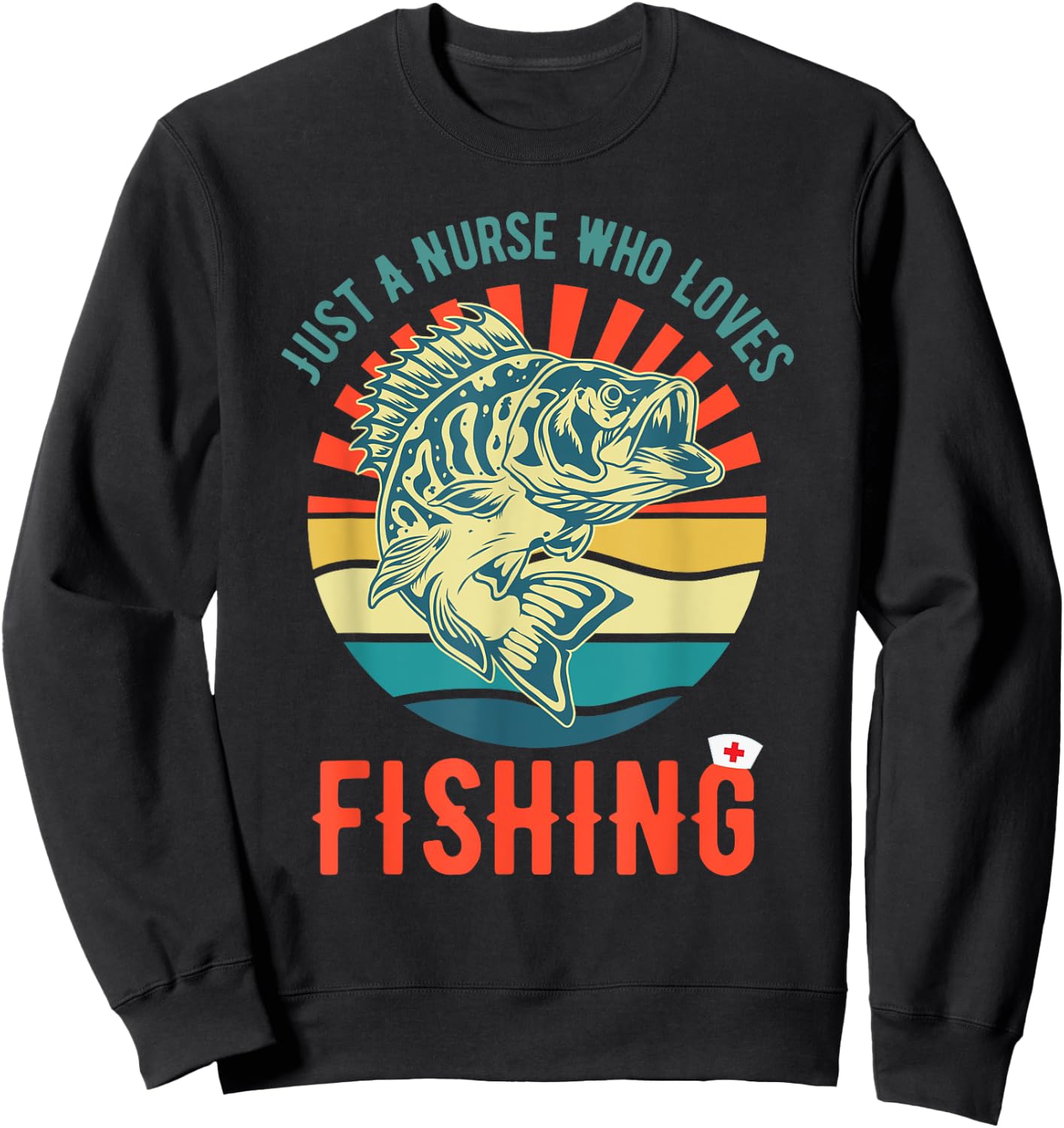Just a Nurse Who Loves Fishing Retro Fisherman Gifts Sweatshirt - Sweatshirt | Black