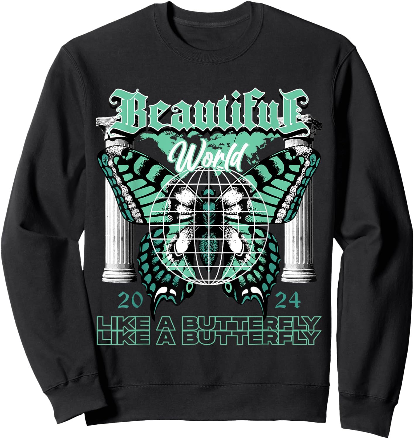 Beautiful World Retro Green Glow 1s Matching Women Sweatshirt - Sweatshirt | Black