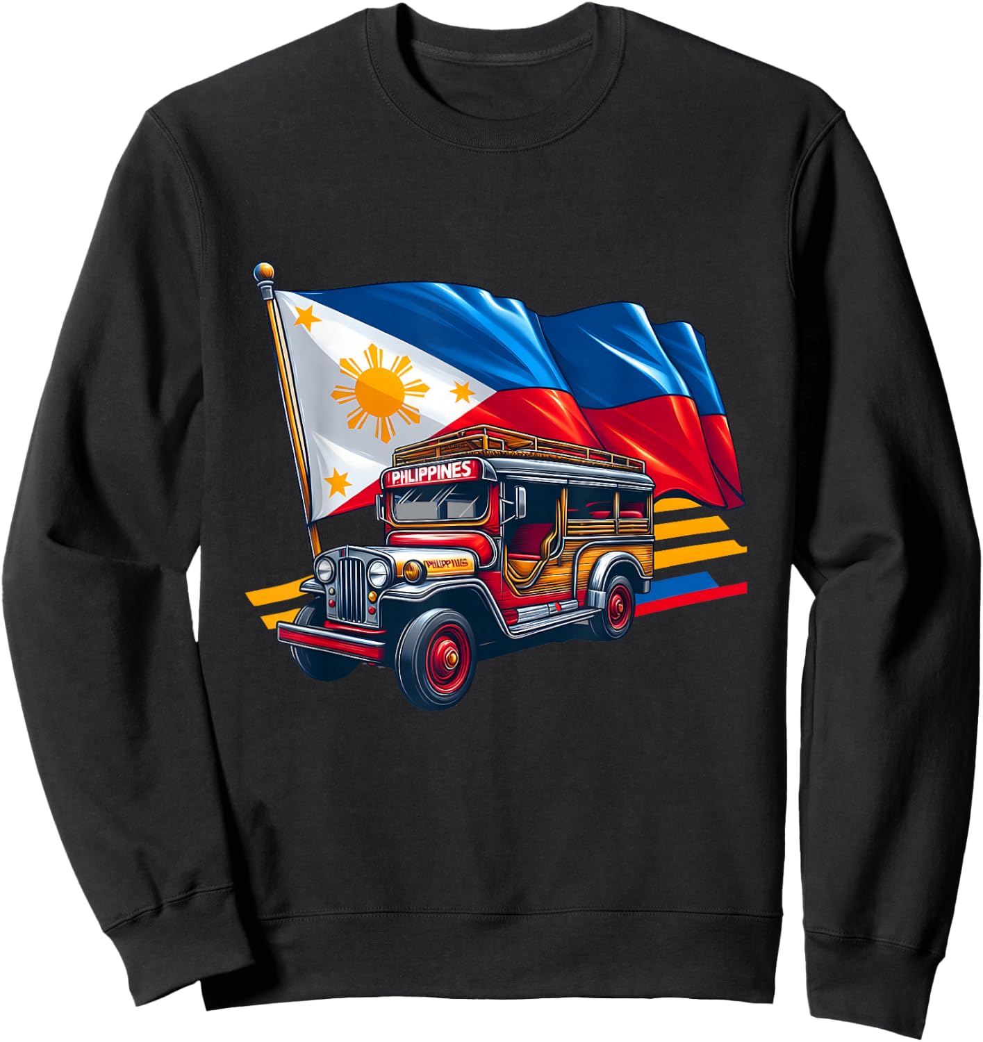 Philippines Flag Proud Filipino Souvenir Philippines Jeepney Sweatshirt - Sweatshirt | Black
