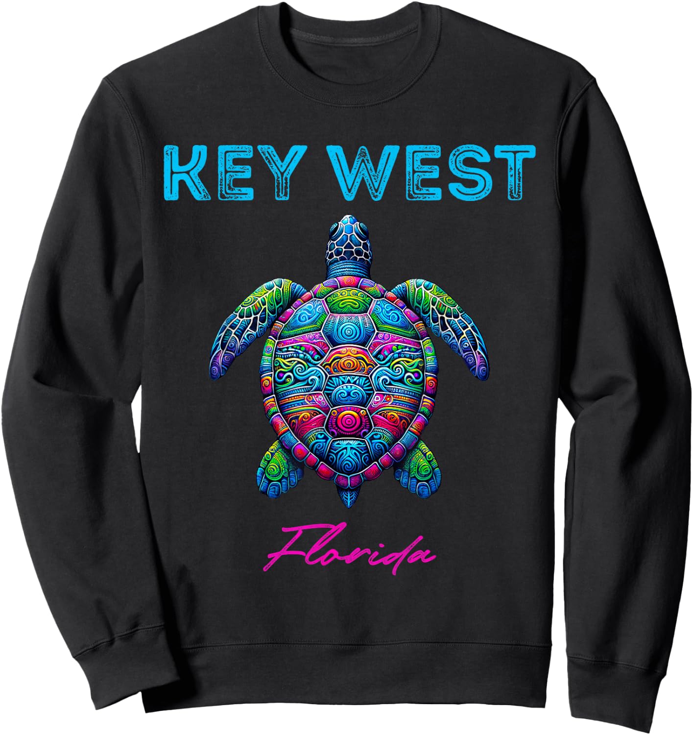 Key West Florida Tribal Beach Sea Turtle Sweatshirt - Sweatshirt | Black