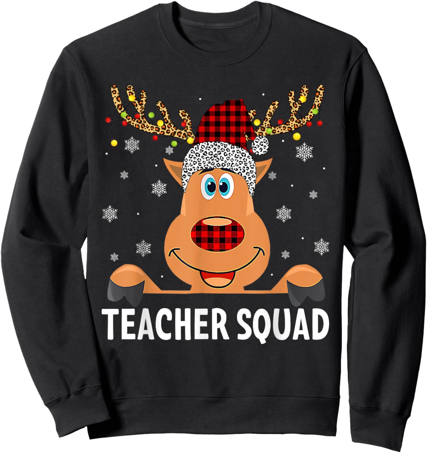 Teacher Squad Reindeer Funny Teacher Christmas Xmas Sweatshirt - Sweatshirt | Black