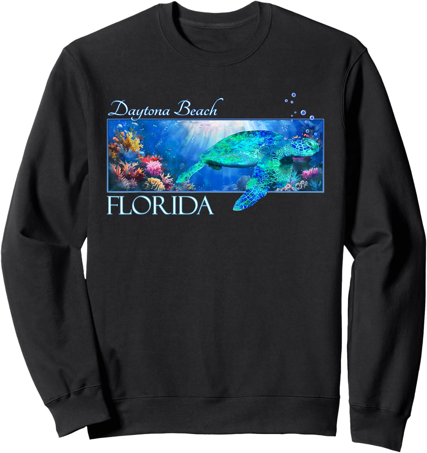 Daytona Beach Florida Vacation Swimming Sea Turtle Women Kids Sweatshirt - Sweatshirt | Black